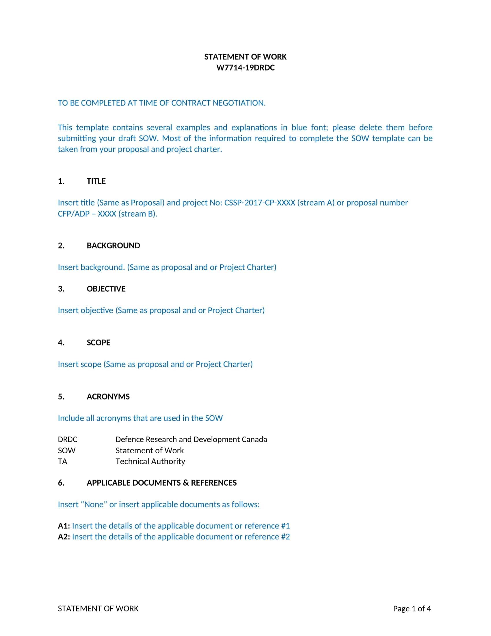 Free Printable Statement Of Work Templates [Word, Excel, PDF]