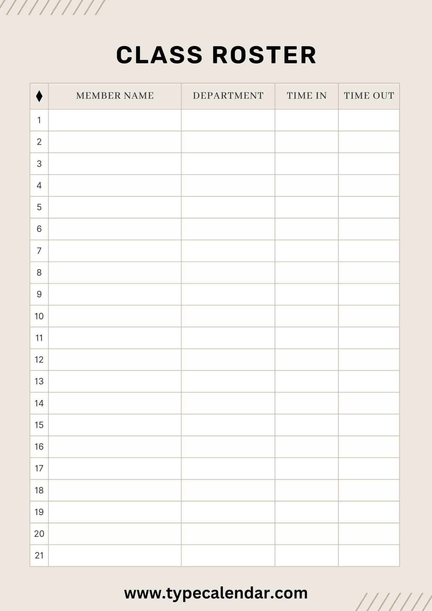 Free Printable Class Roster Templates Excel Word PDF Editable Free Printable Class Roster Templates Excel Word PDF Editable