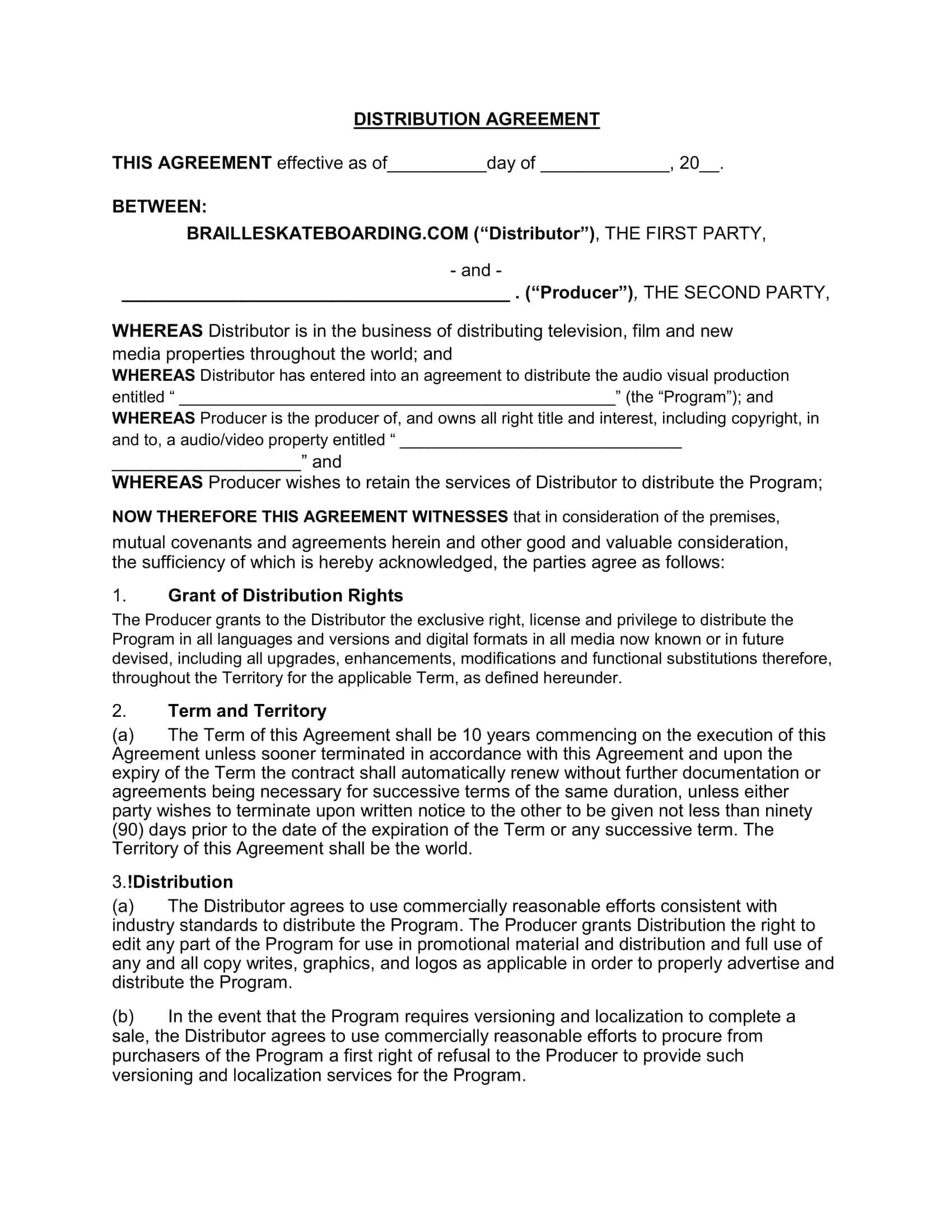 exclusive distribution agreement exclusive distribution agreement