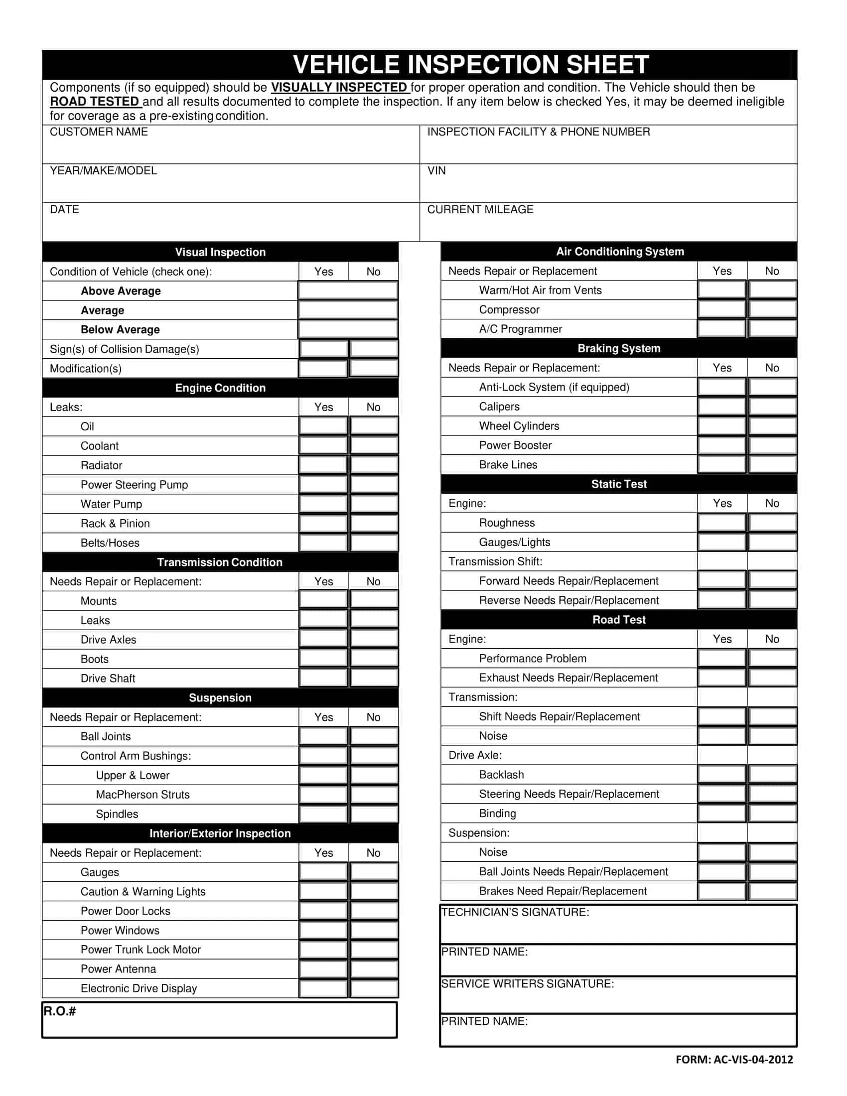 federal vehicle inspection form federal vehicle inspection form