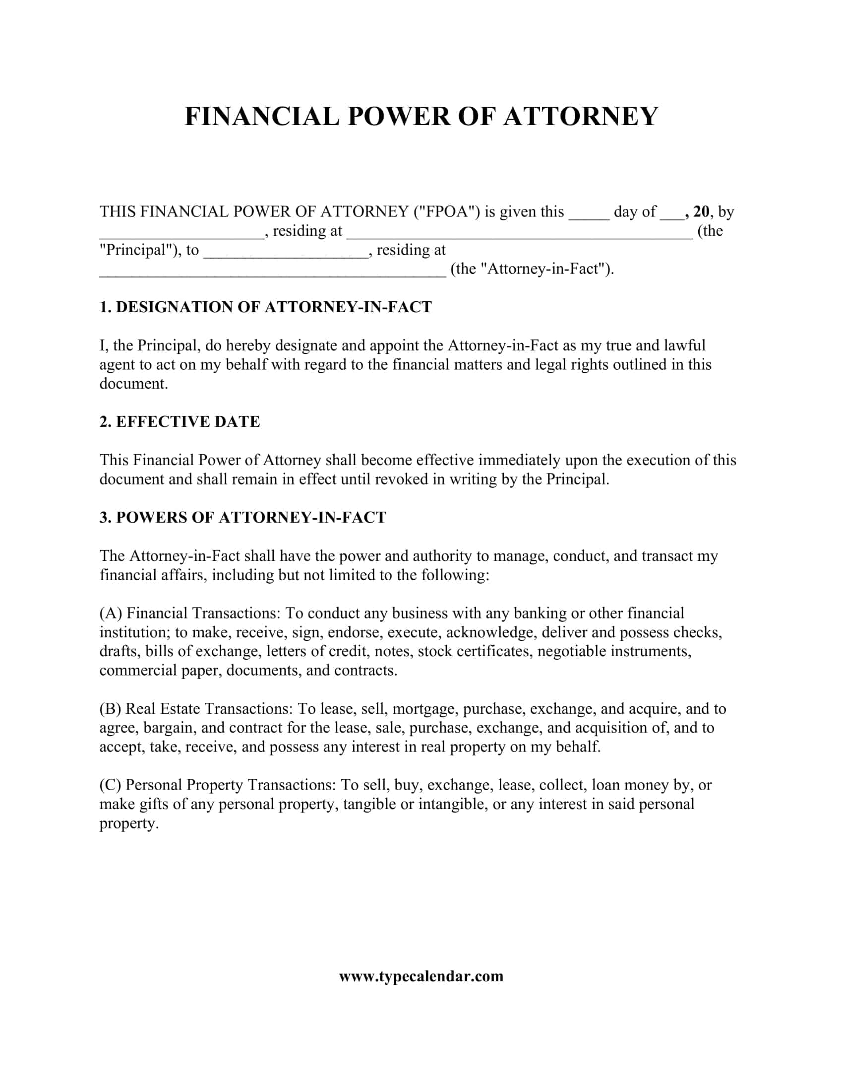 Free Printable Power Of Attorney Form Templates PDF Word POA