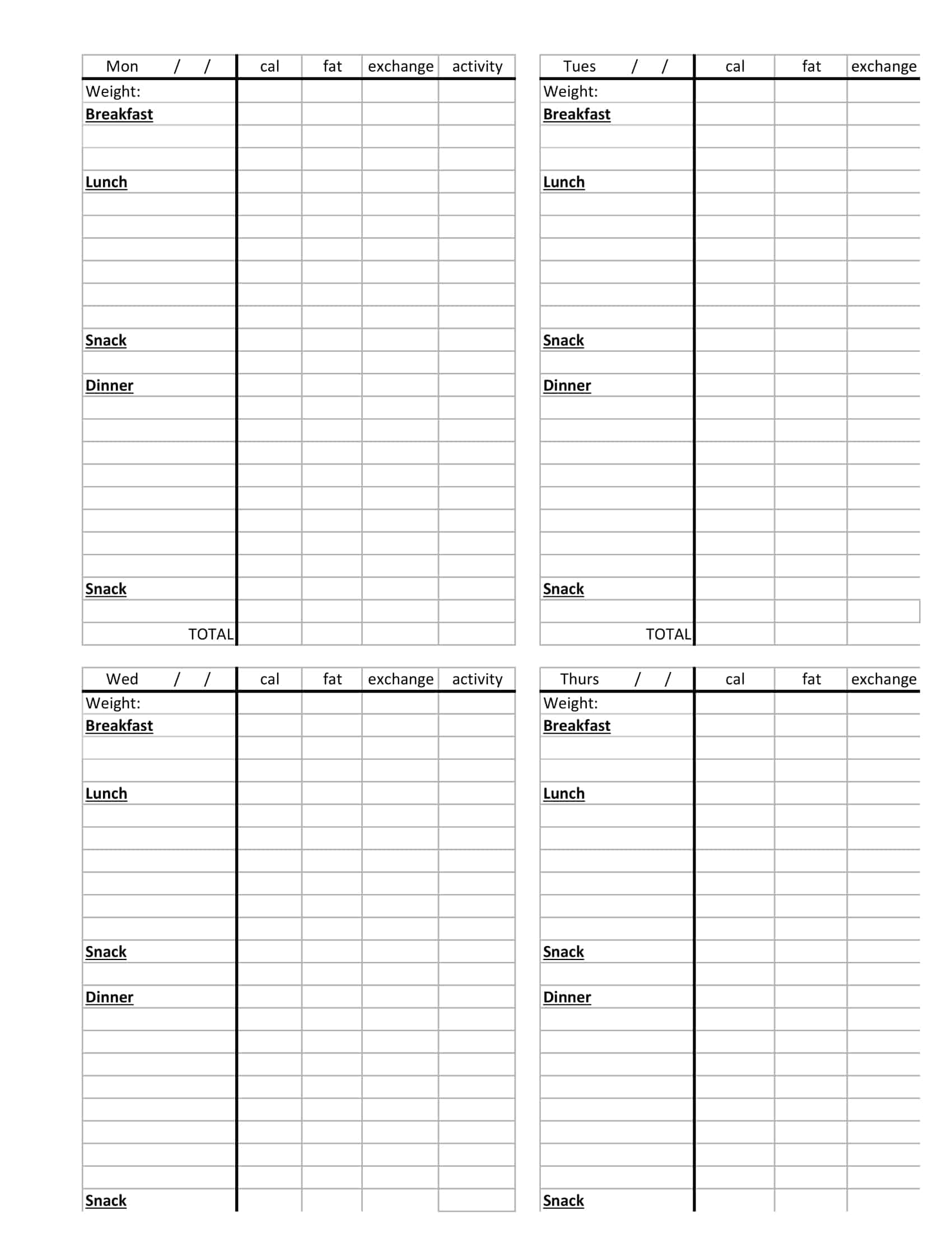 Free Printable Food Diary Templates Word Excel PDF Free Printable Food Diary Templates Word Excel PDF