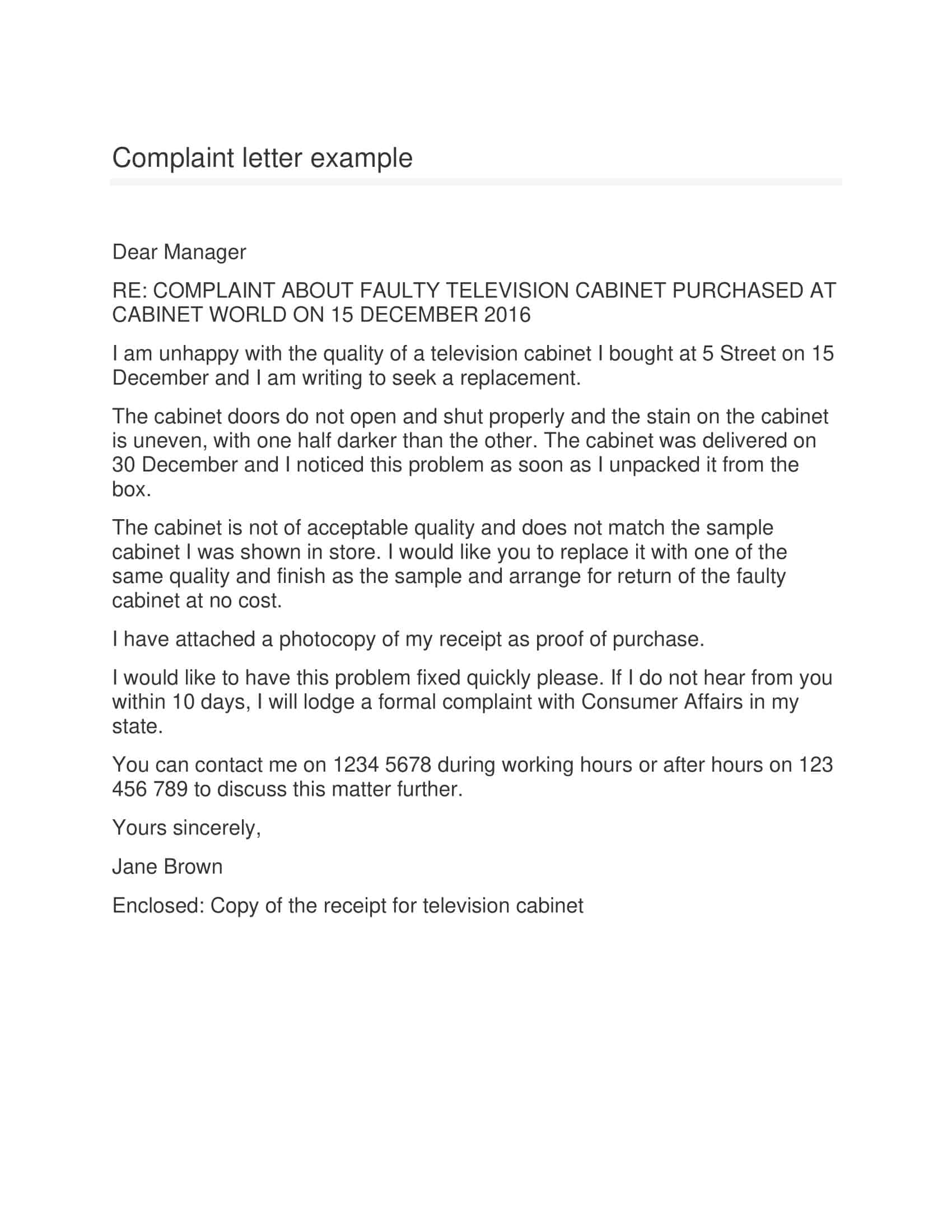 Free Printable Complaint Letter Templates Word PDF School Formal Free Printable Complaint Letter Templates Word PDF School Formal