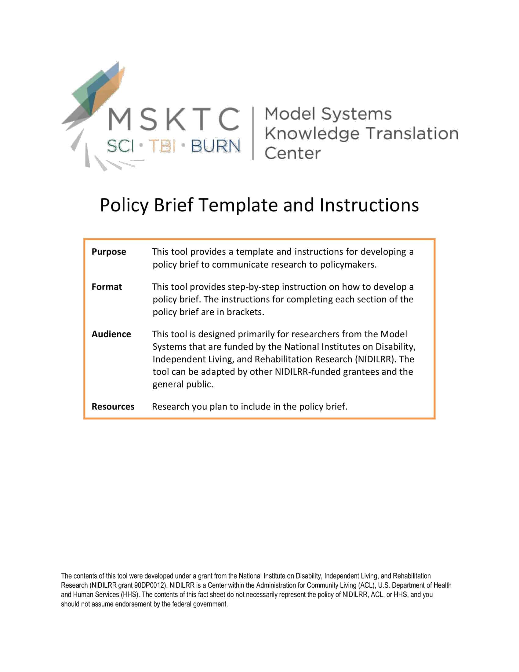 format for policy brief format for policy brief