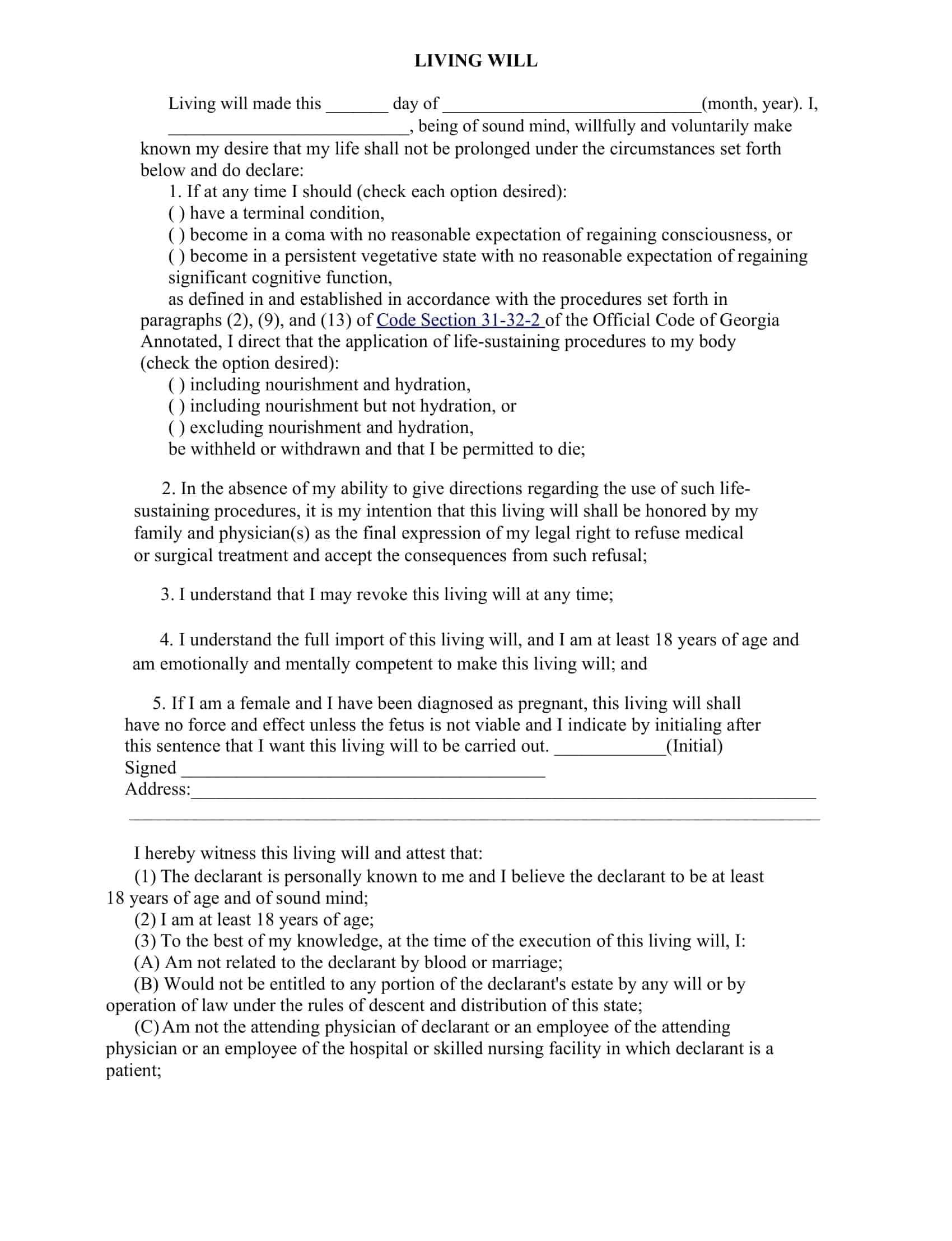 Printable Living Will Simple Forms Printable Living Will Simple Forms