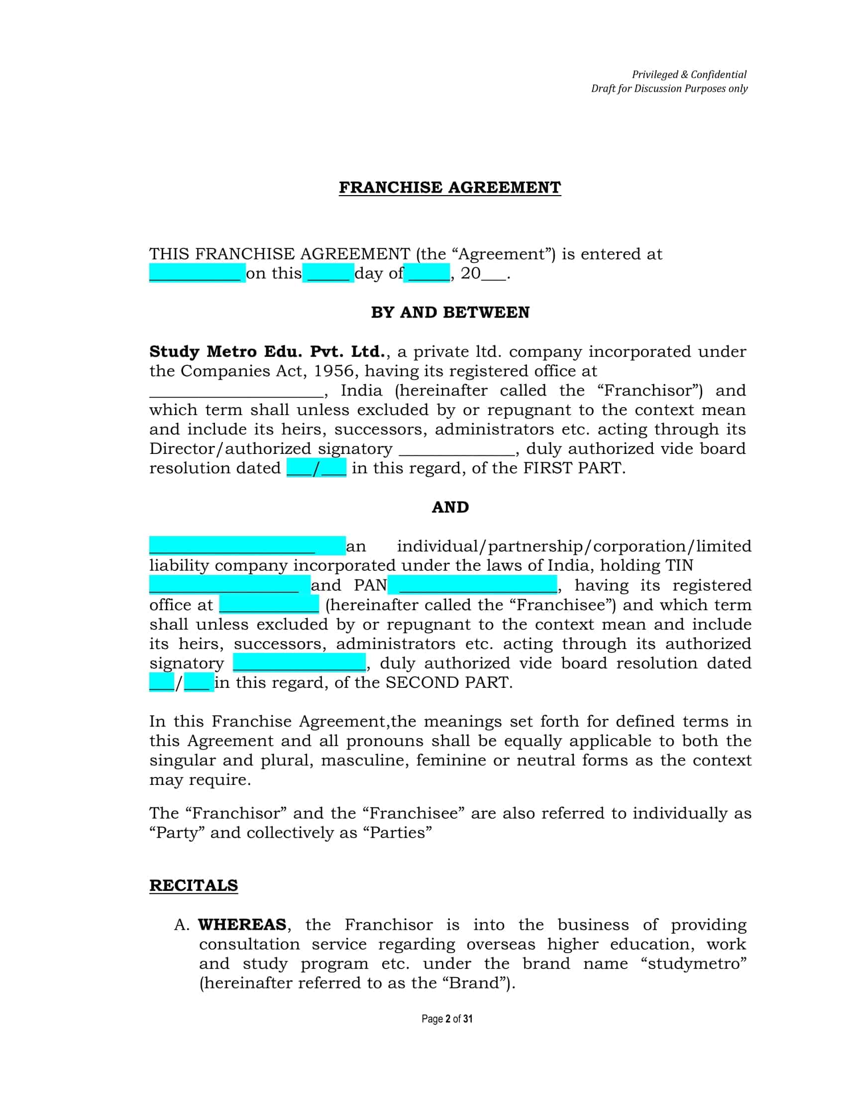 franchise agreement template franchise agreement template