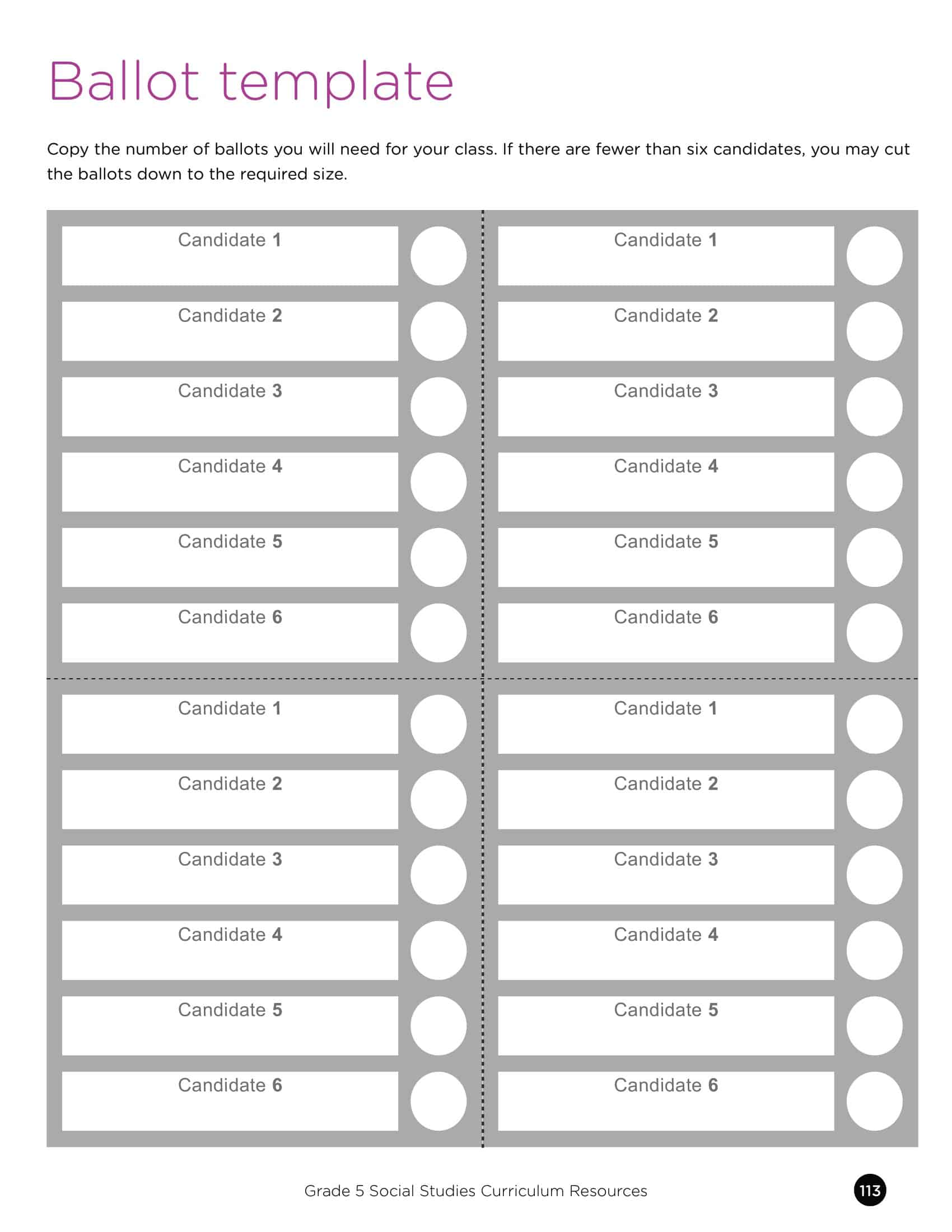 Voting Ballot Template Voting Ballot Template