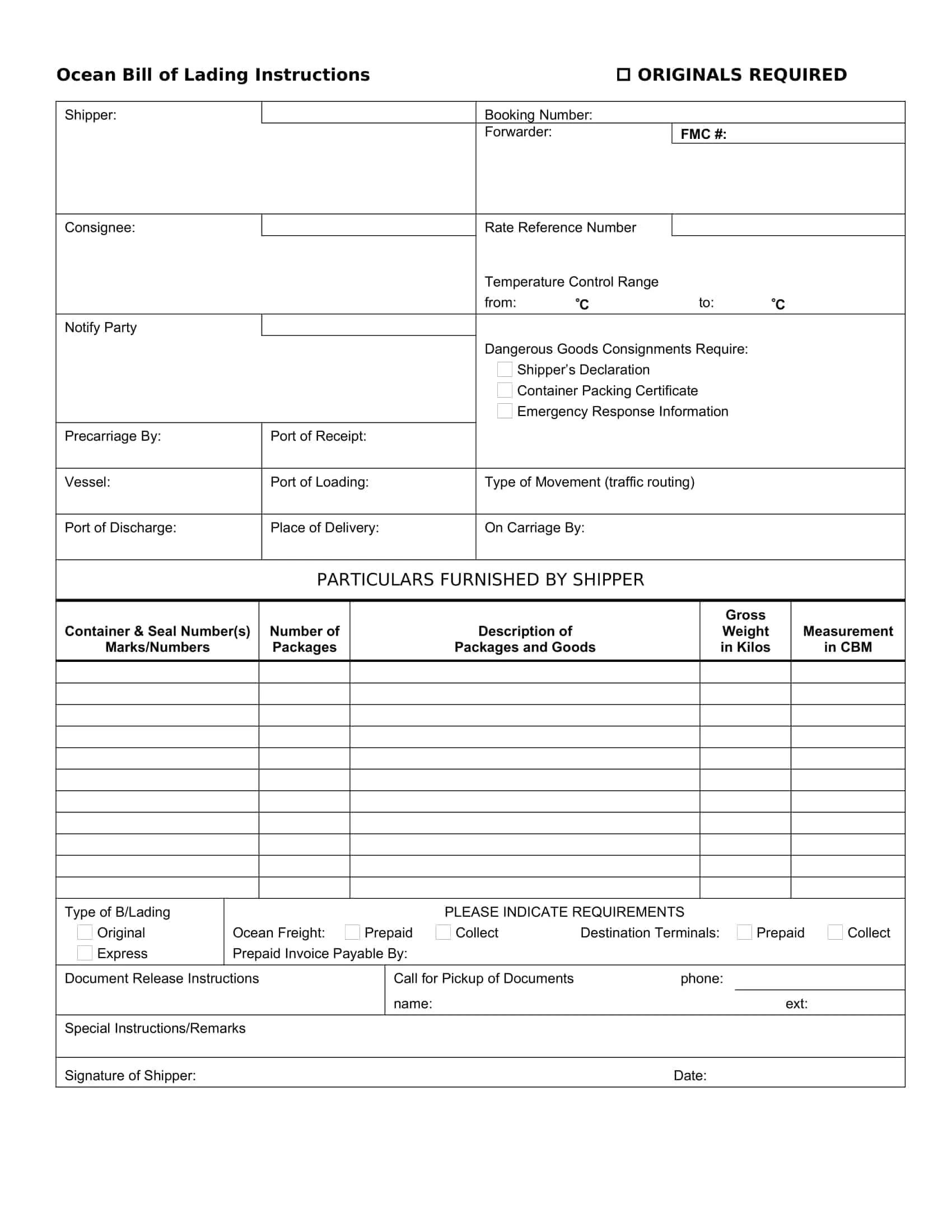 free bill of lading template free bill of lading template