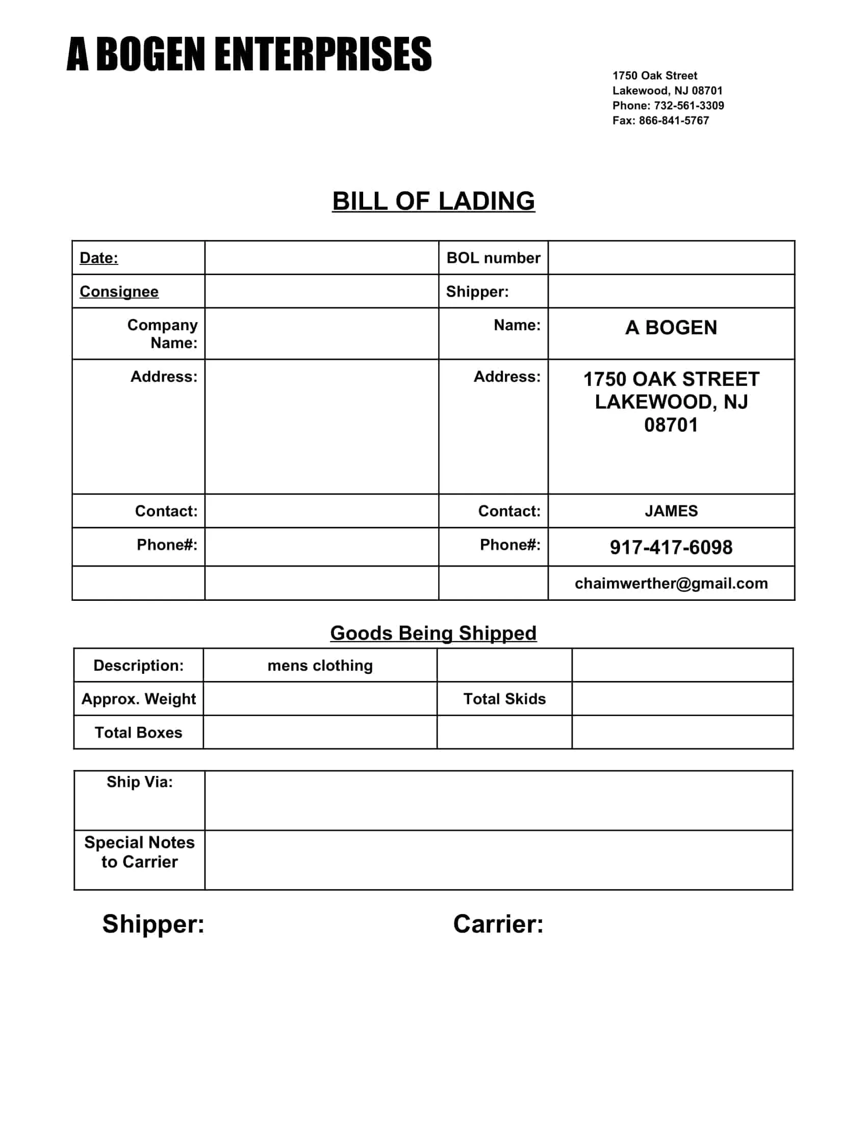 free bill of lading free bill of lading