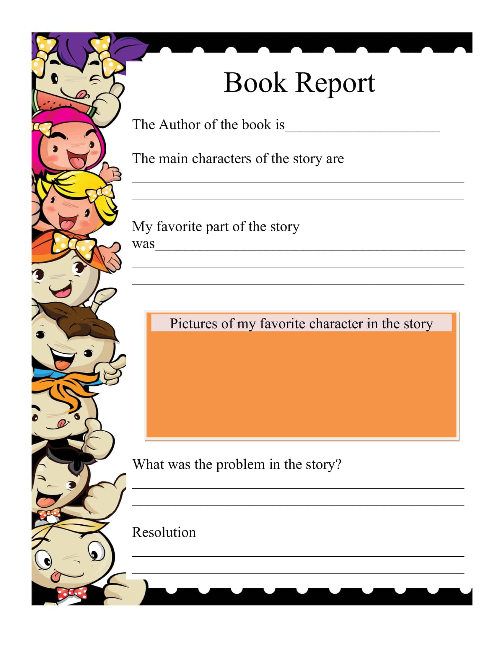 free book report template free book report template