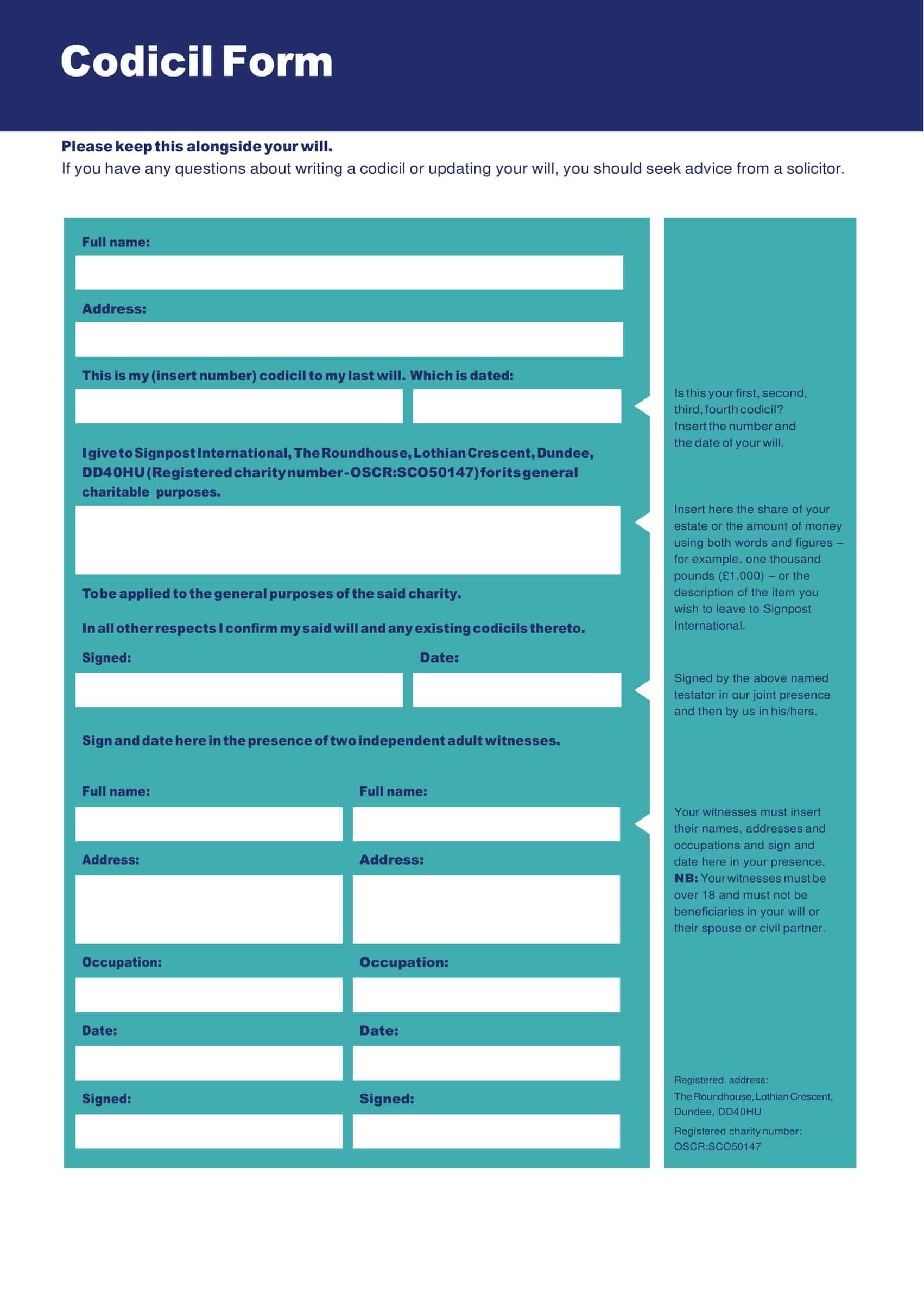 Free Printable Codicil To Will Templates PDF Word Form Free Printable Codicil To Will Templates PDF Word Form
