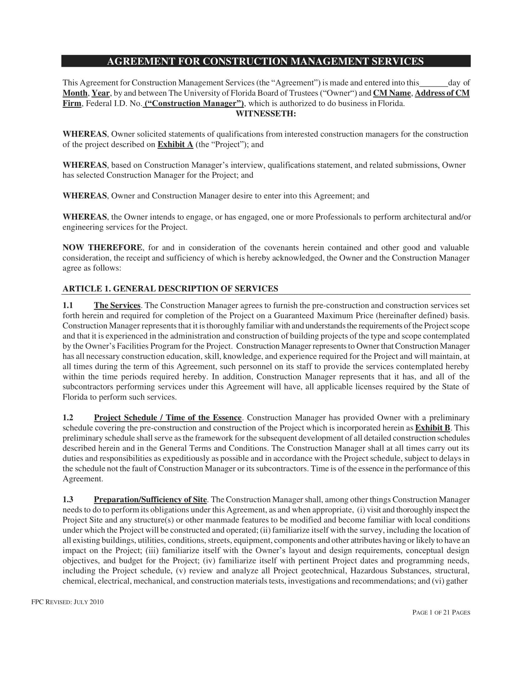 free construction contract free construction contract