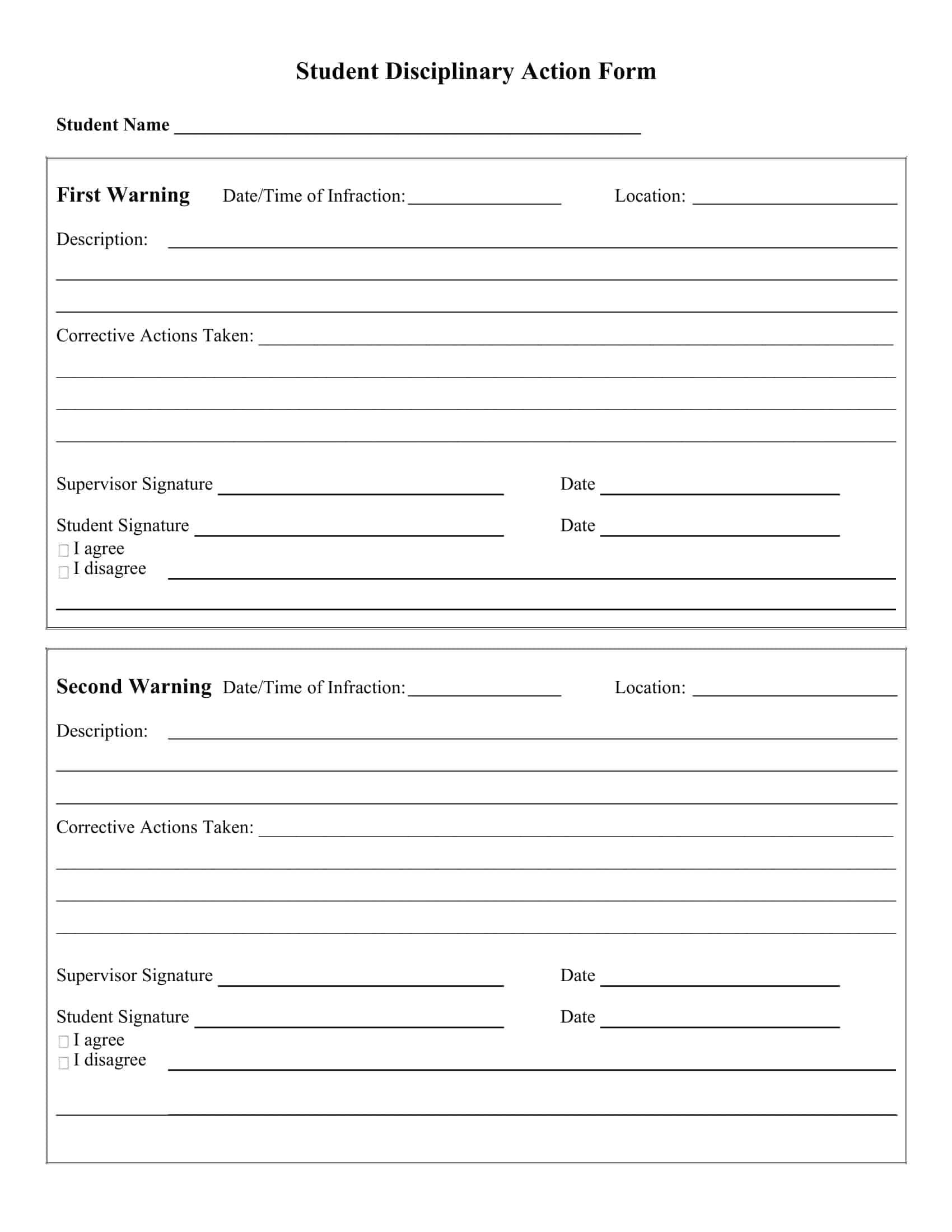 Free Printable Disciplinary Action Form Templates Word PDF 