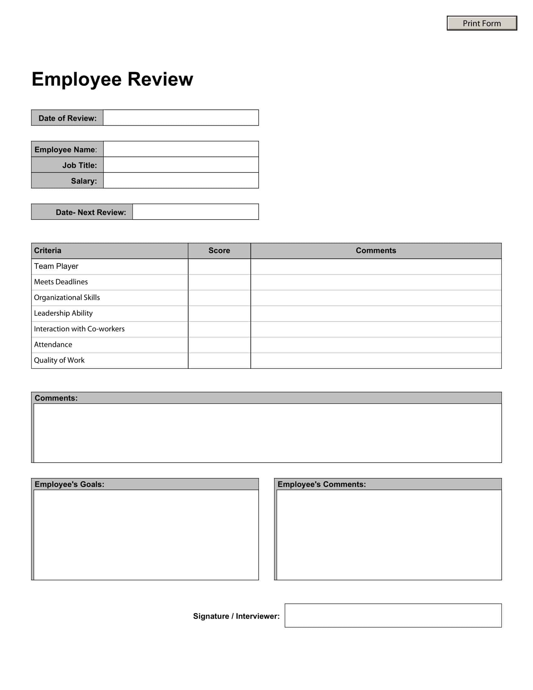free employee self-evaluation form free employee self-evaluation form