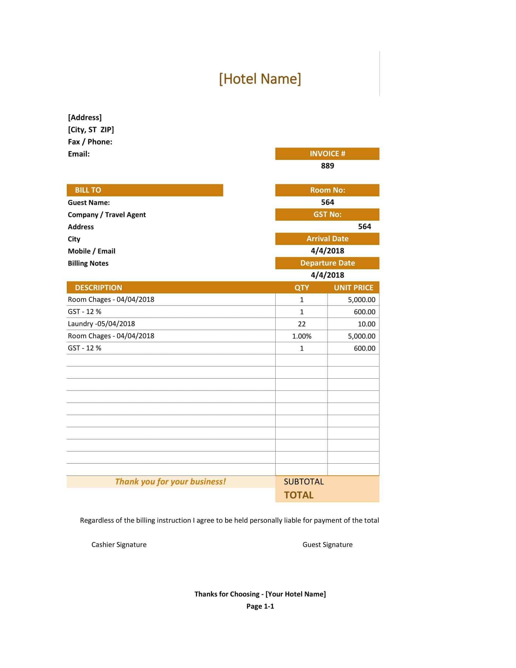free hotel receipt template free hotel receipt template