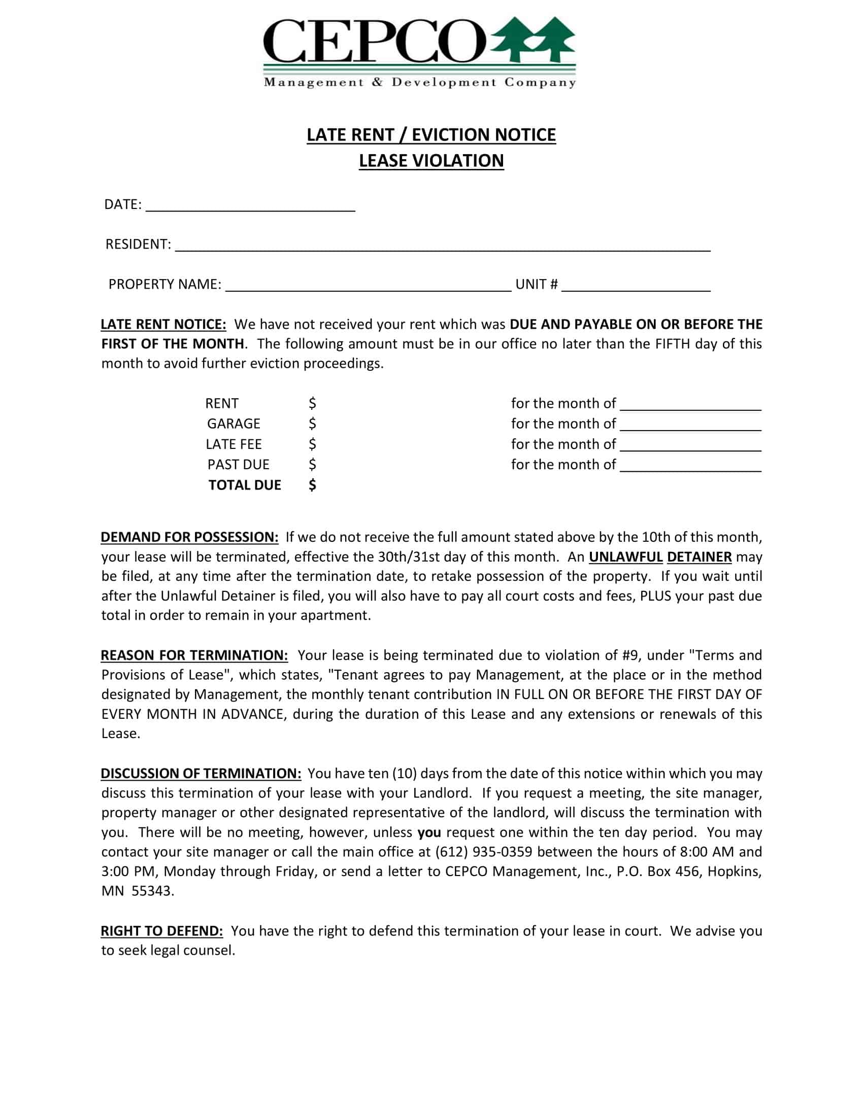 free late rent notice template word free late rent notice template word