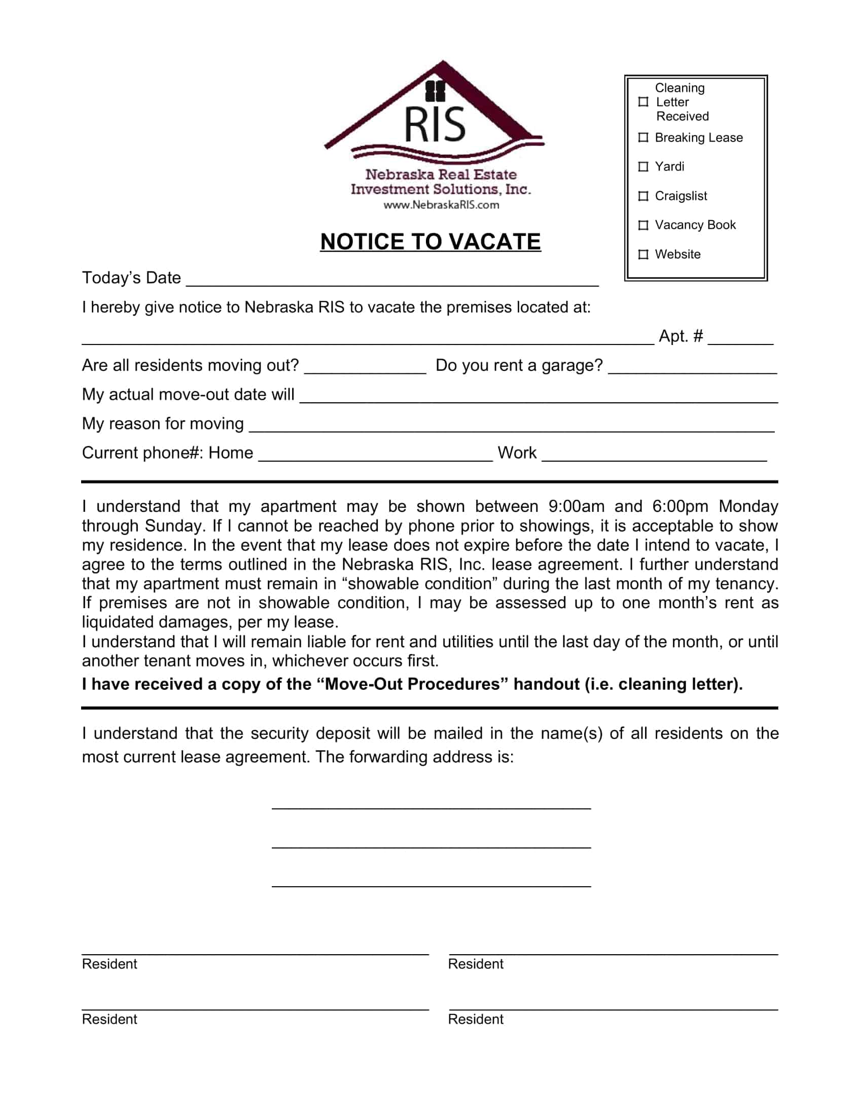 free notice to vacate letter from landlord to tenant free notice to vacate letter from landlord to tenant