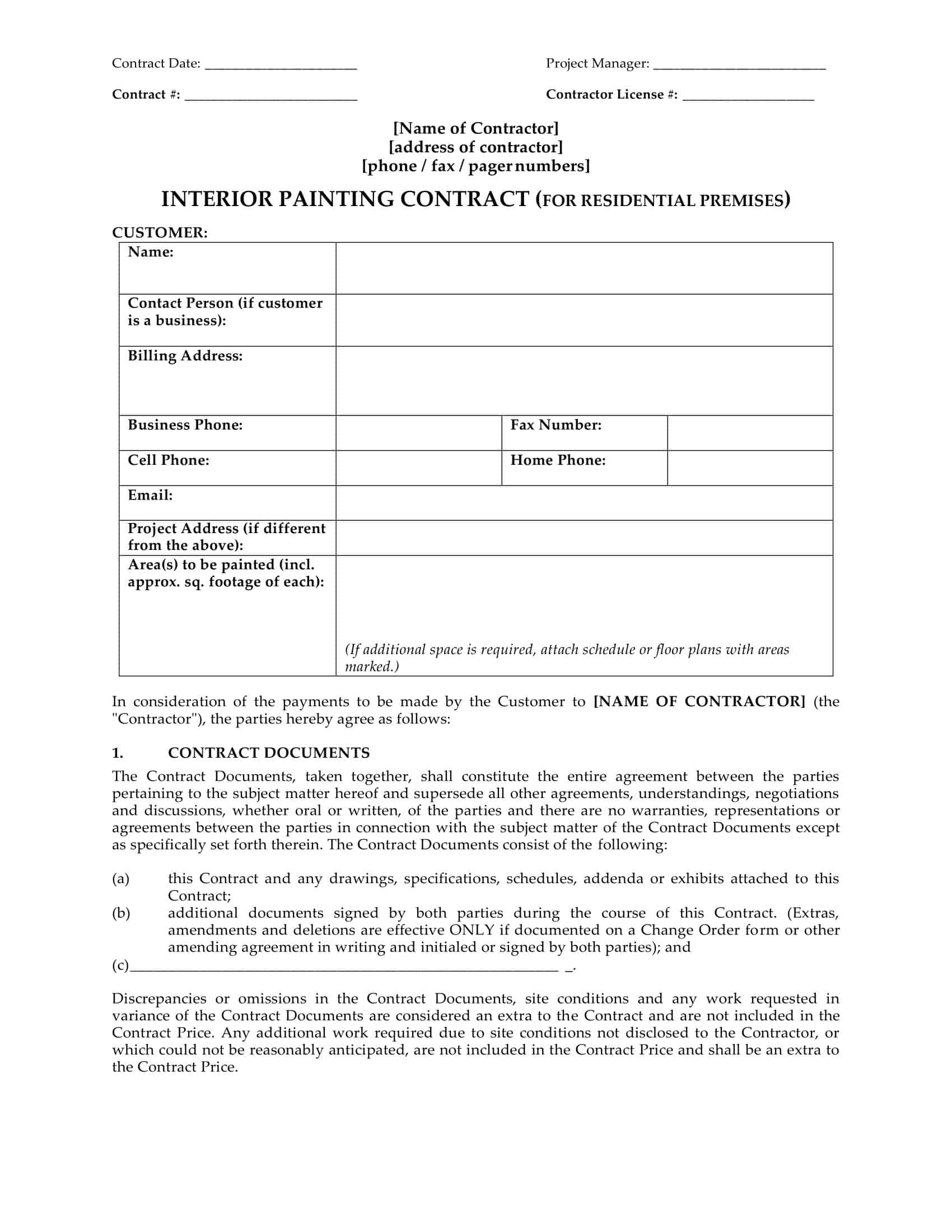 free painting contract template free painting contract template