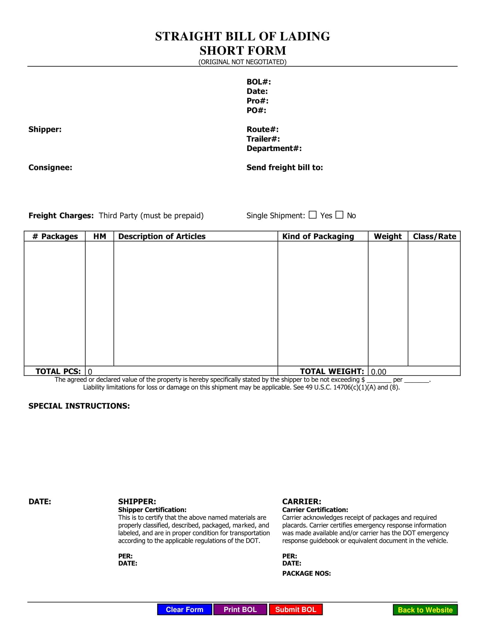 free printable bill of lading free printable bill of lading