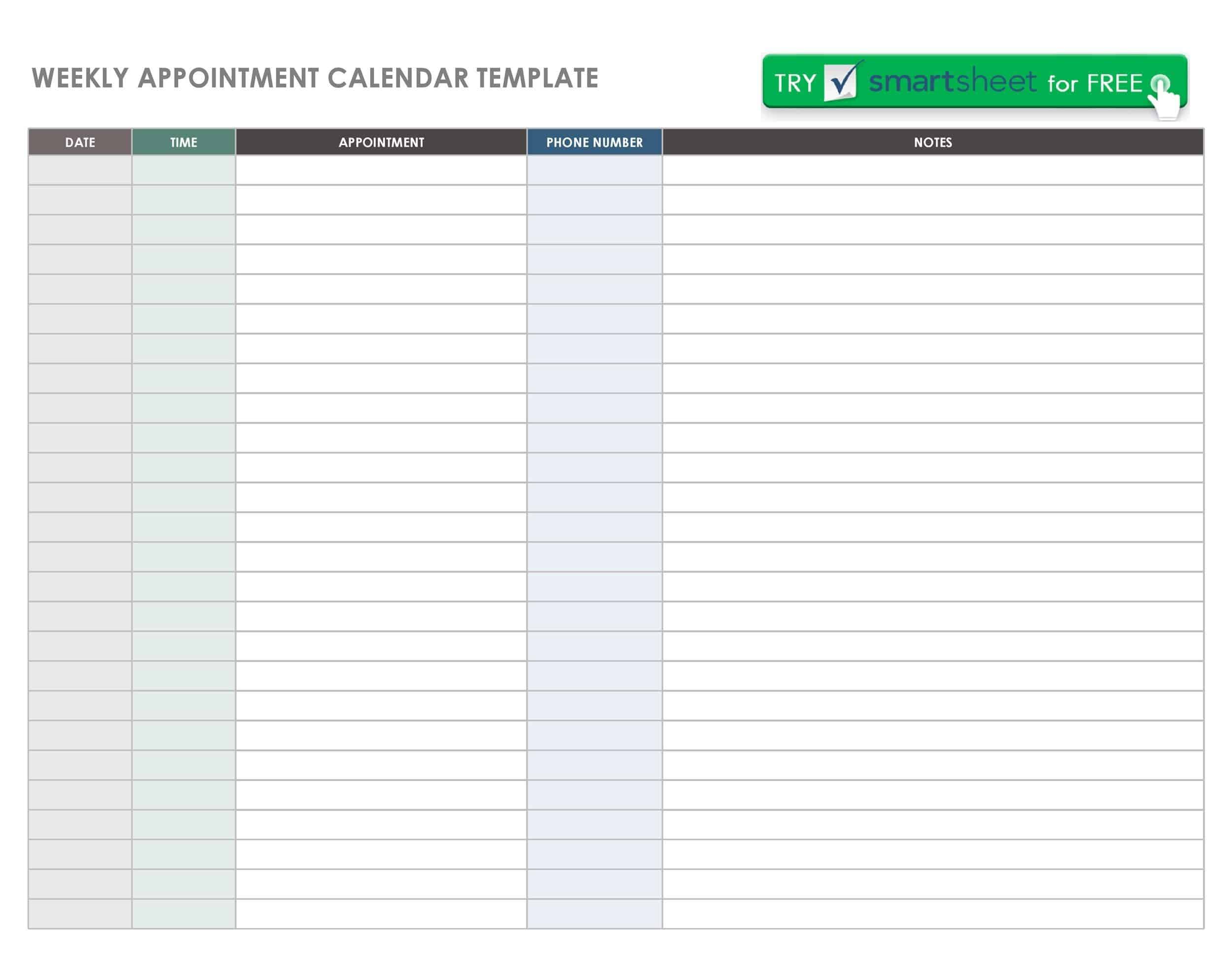 Appointment Schedule Printable Appointment Schedule Printable