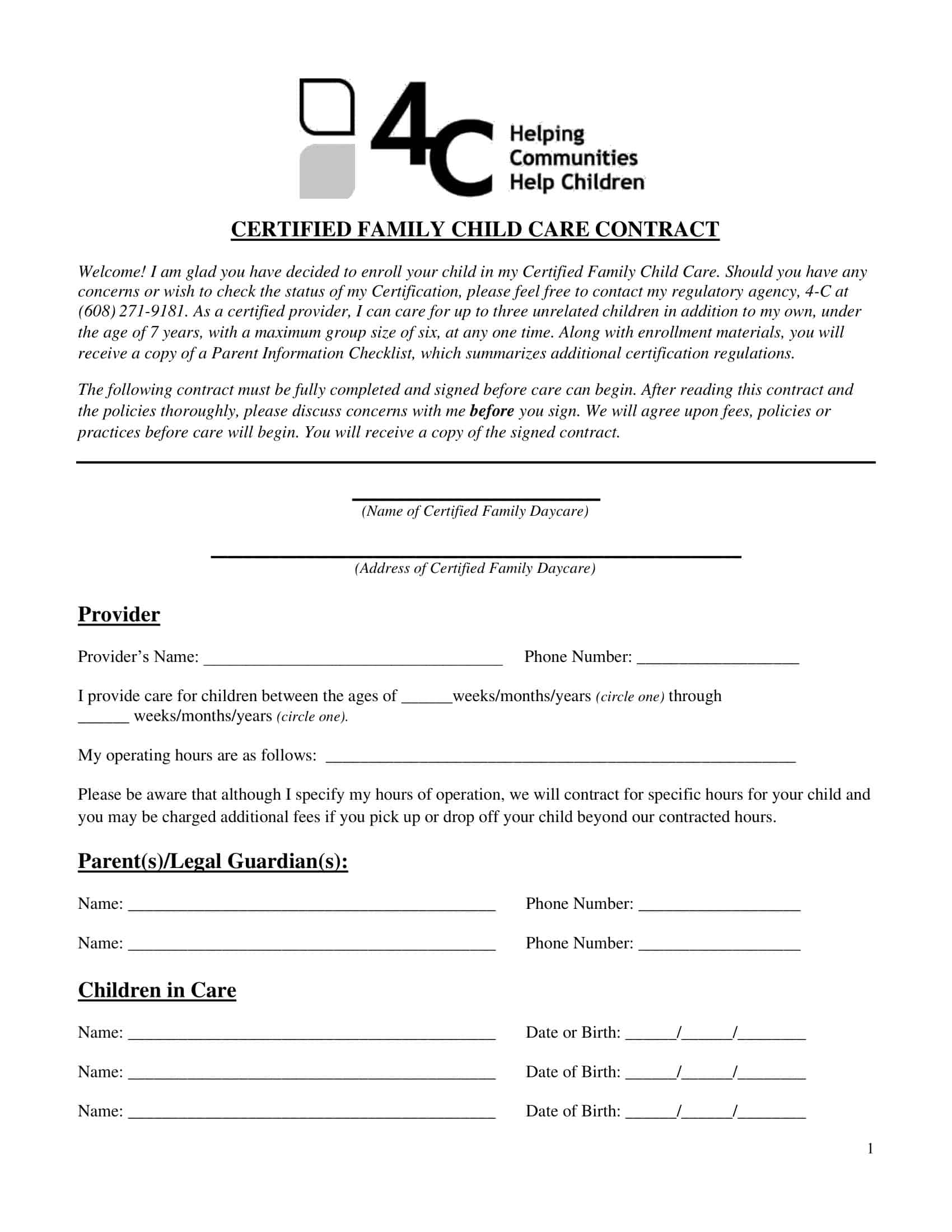 free printable daycare contracts free printable daycare contracts
