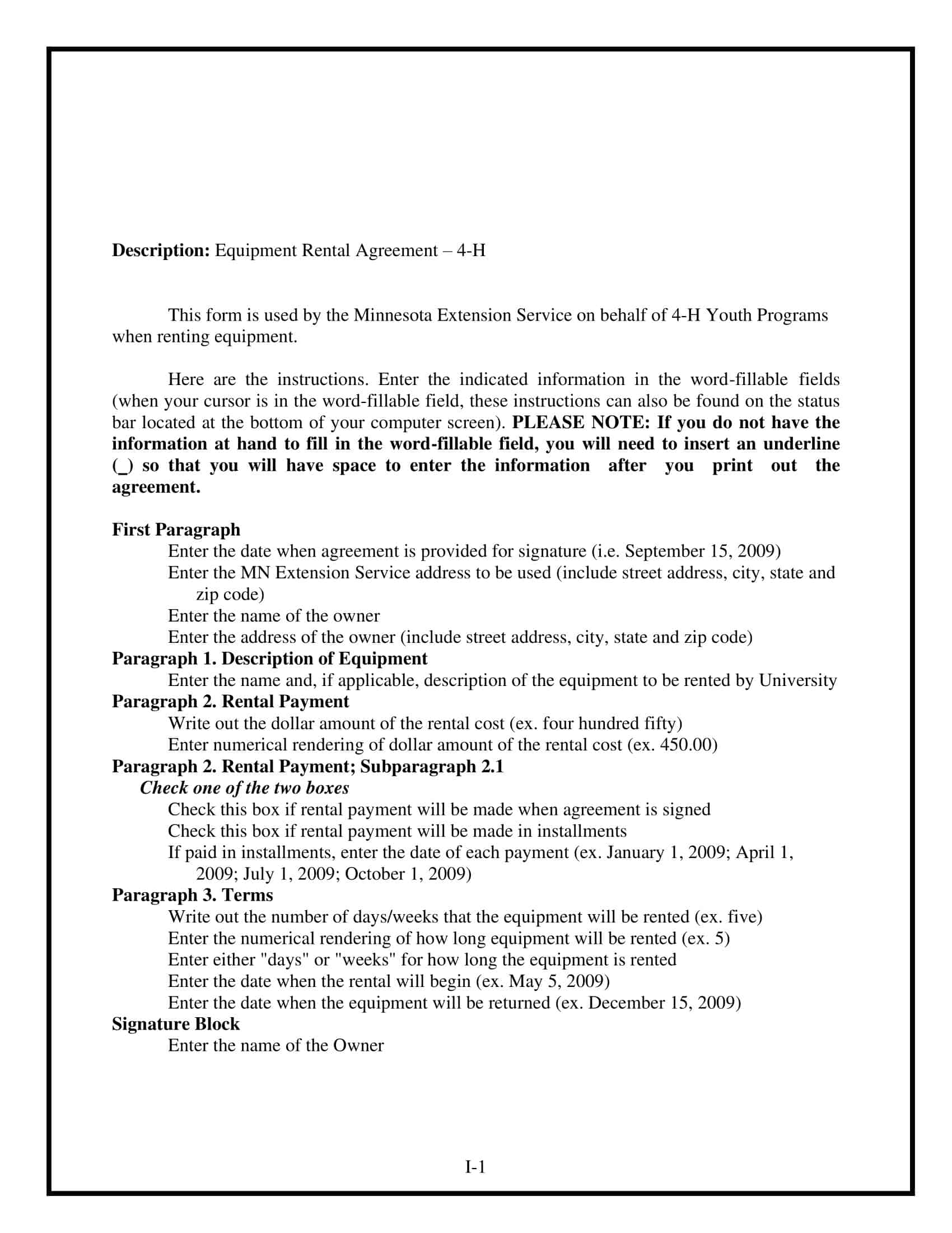 free printable equipment lease agreement free printable equipment lease agreement