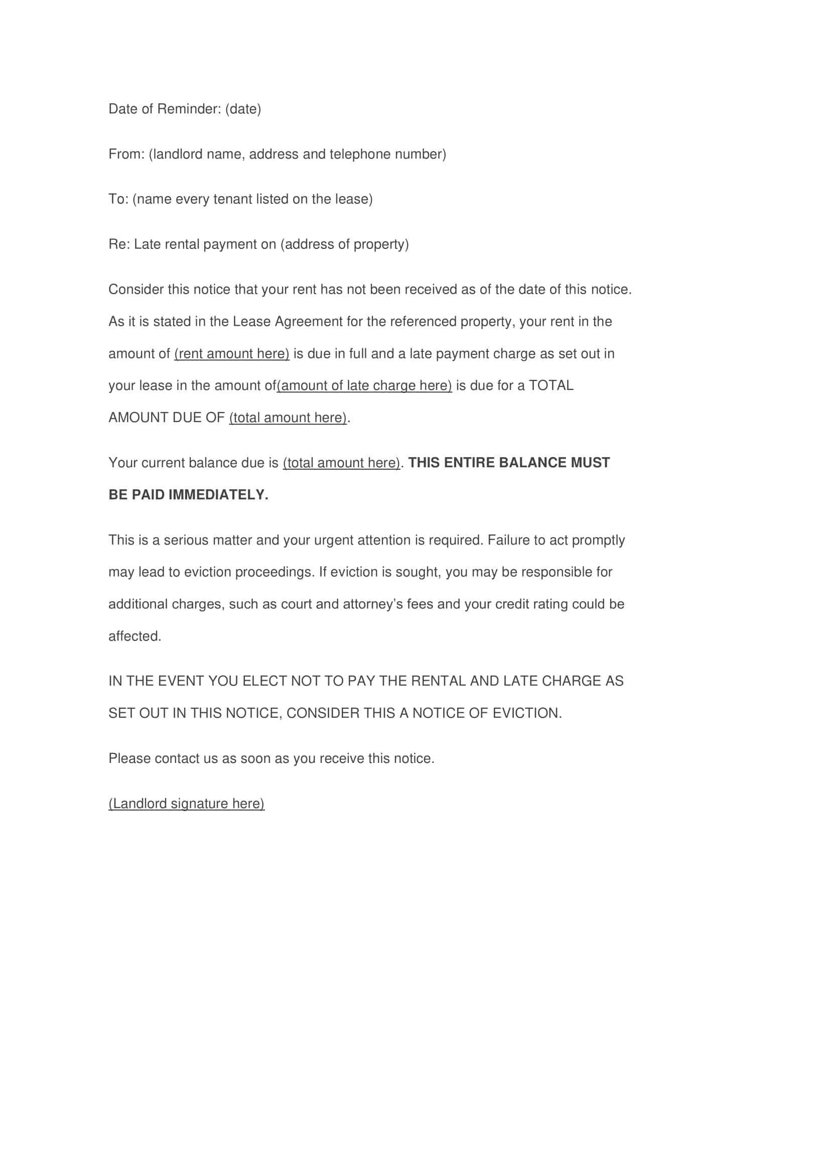 free printable late rent notice free printable late rent notice