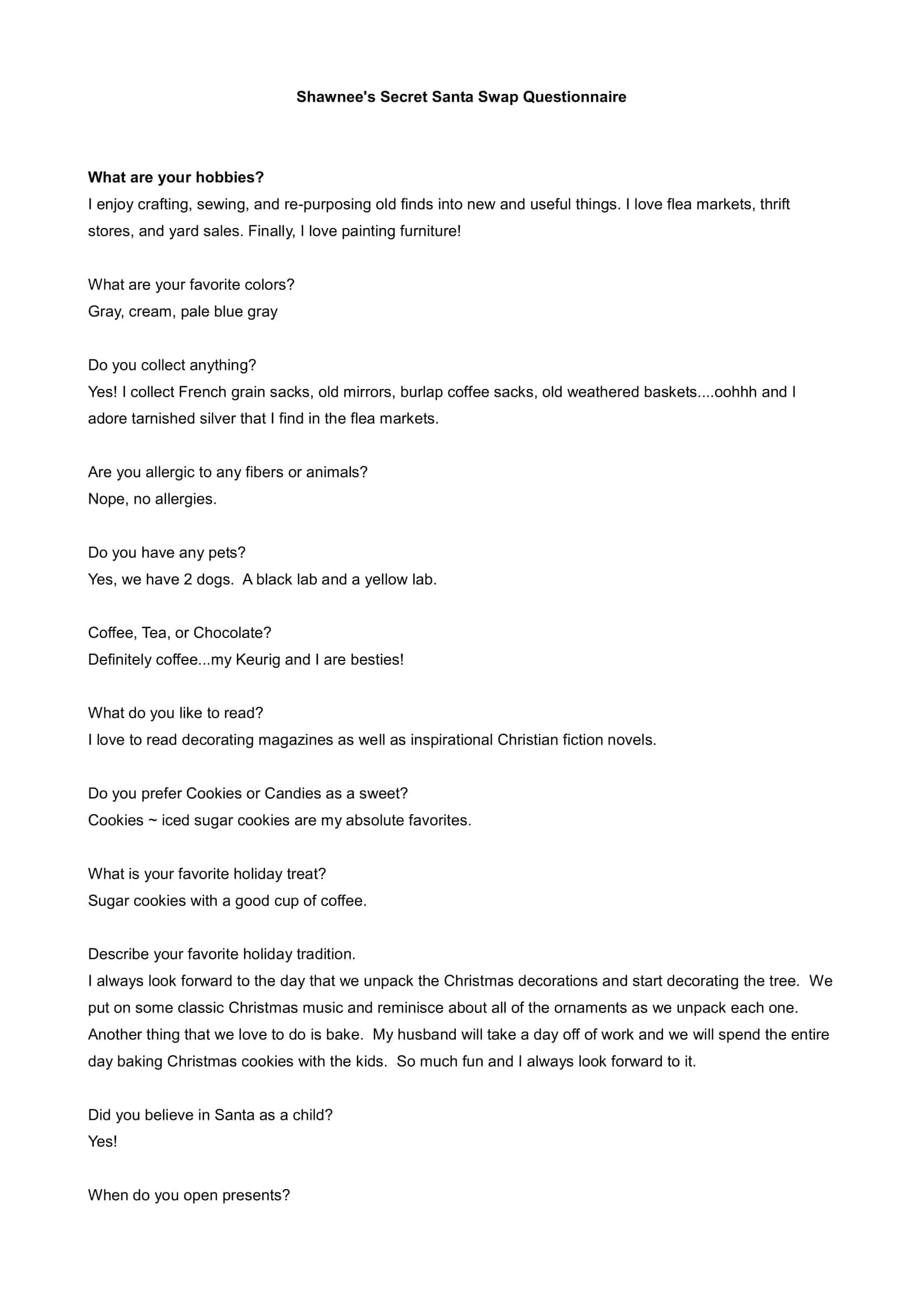 free printable secret santa questions free printable secret santa questions