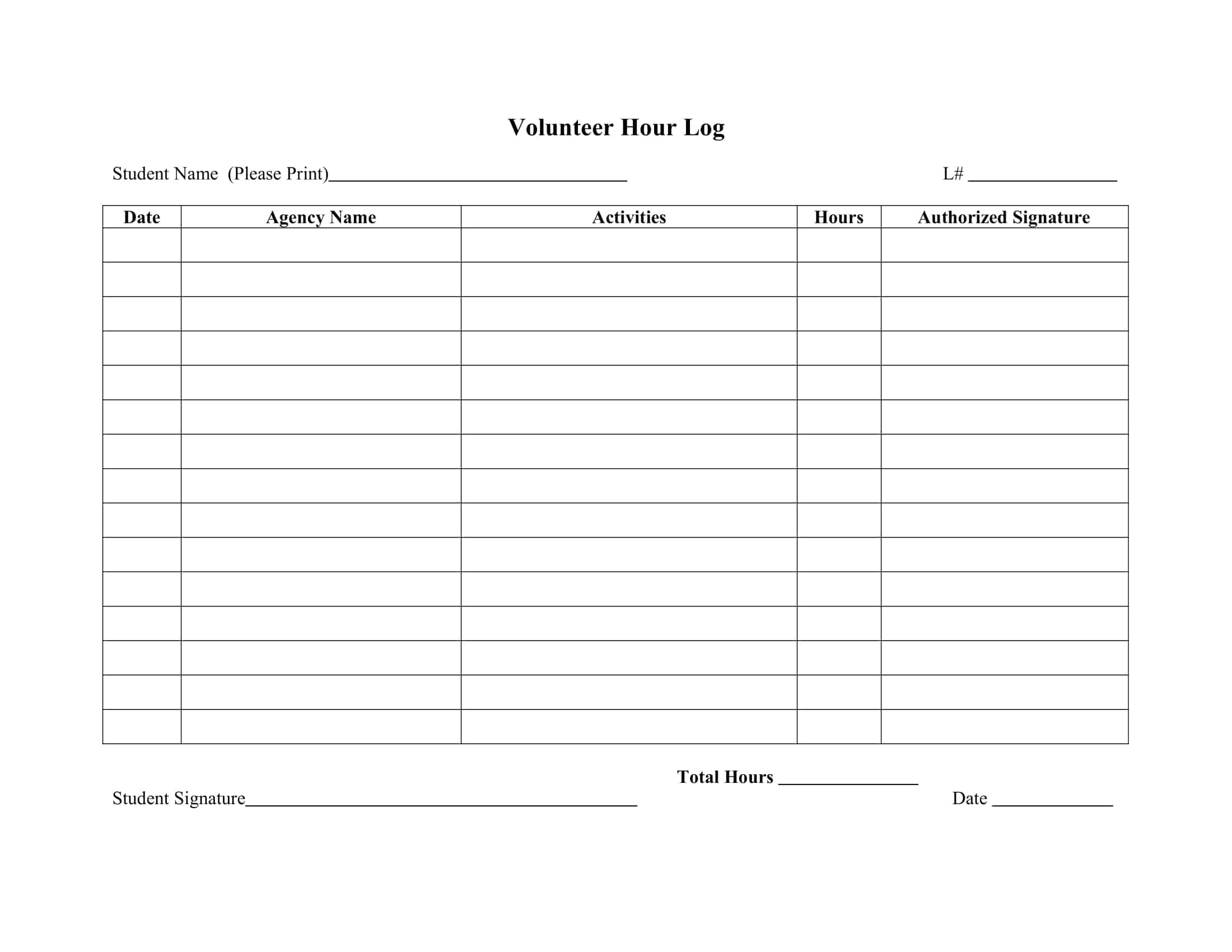 Community Service Log Sheet Print Community Service Log Sheet Print