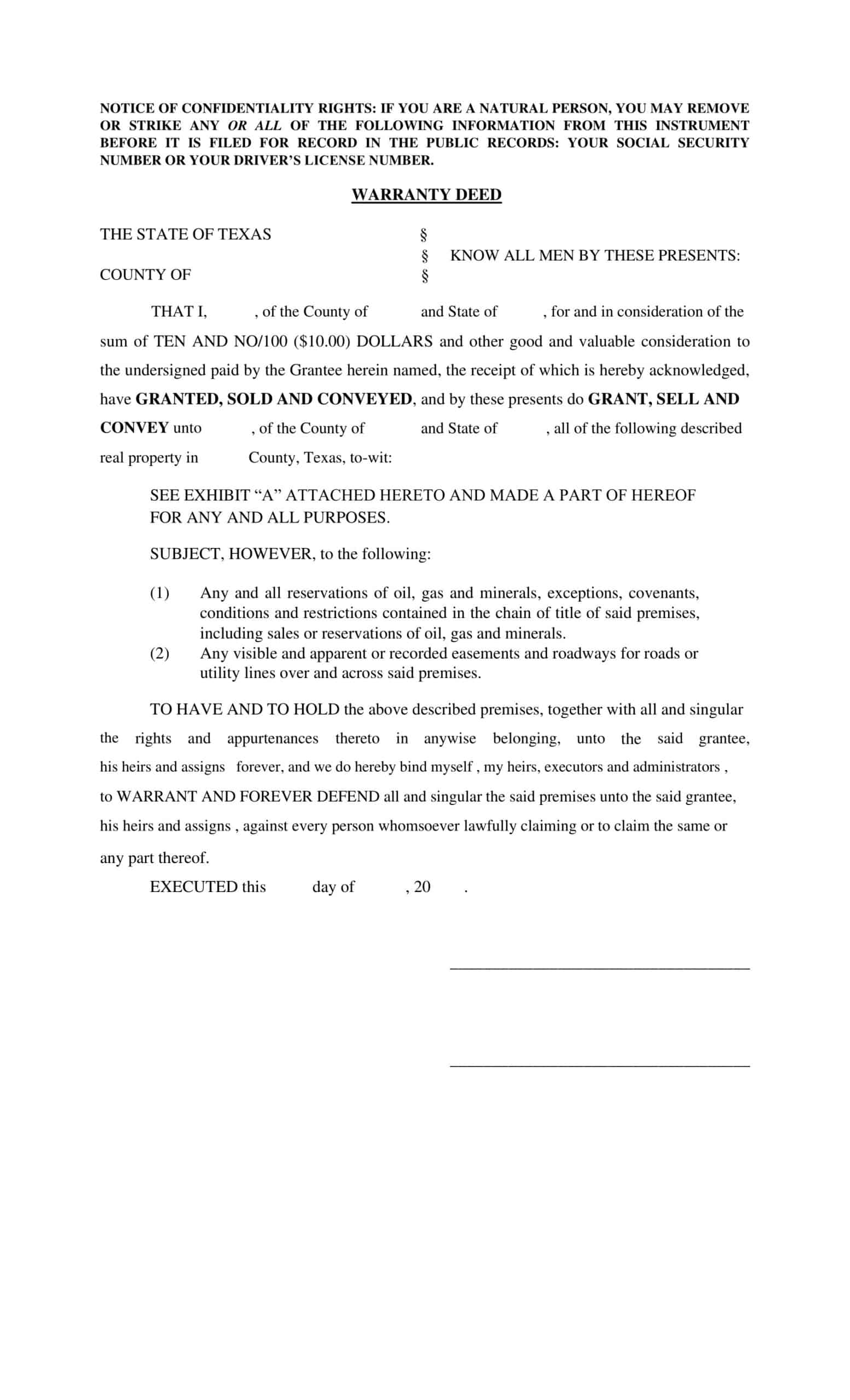 free printable warranty deed template free printable warranty deed template