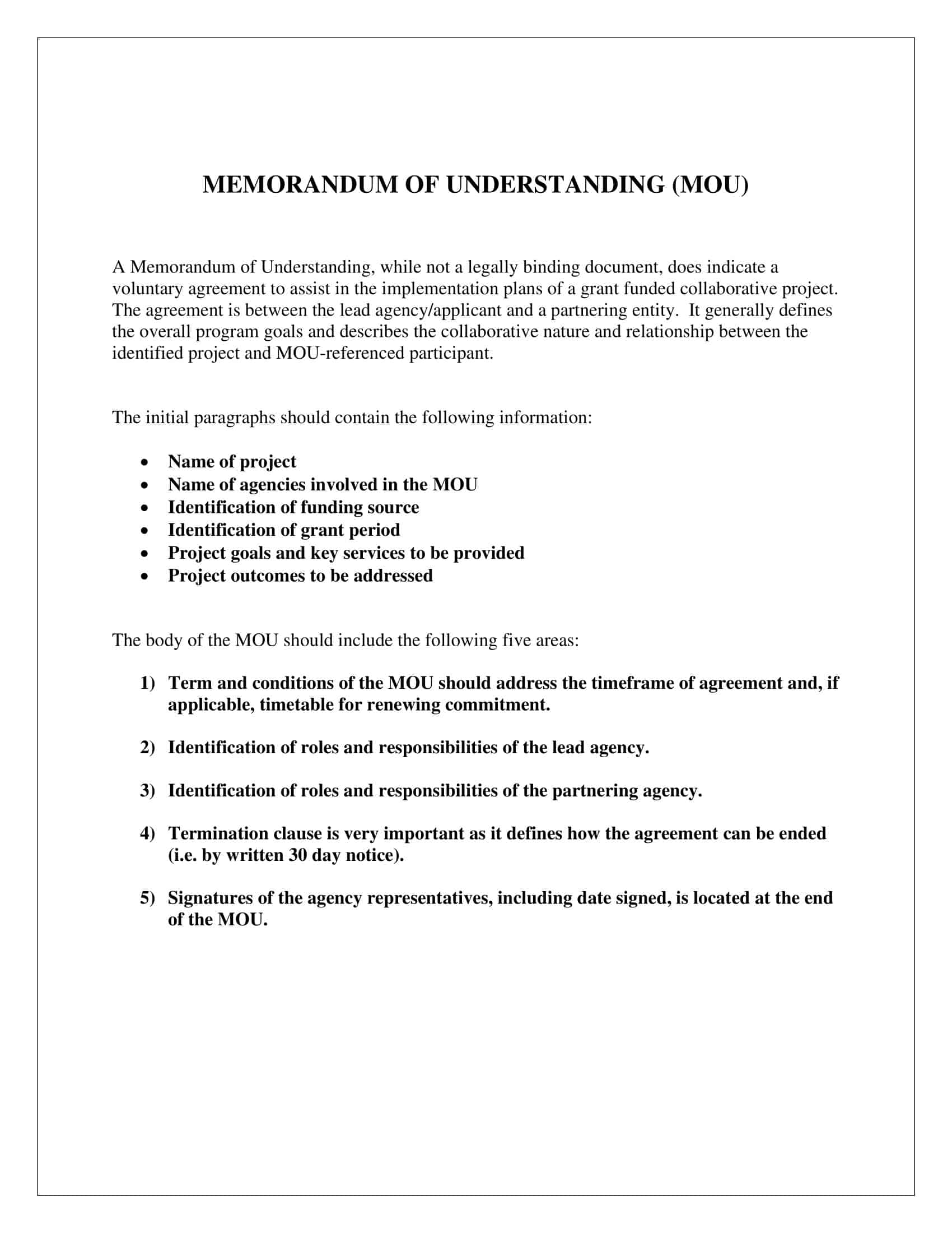 free sample of memorandum of understanding free sample of memorandum of understanding