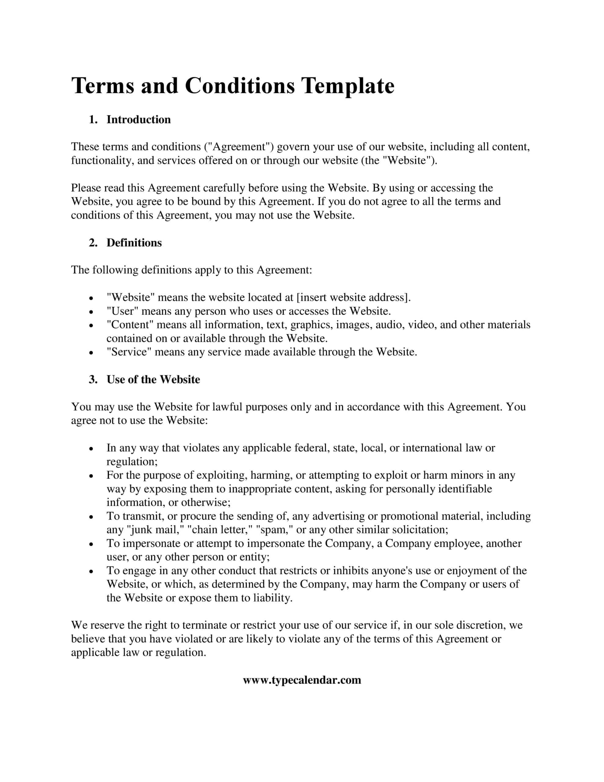 Free Printable Terms And Conditions Templates PDF Word Simple