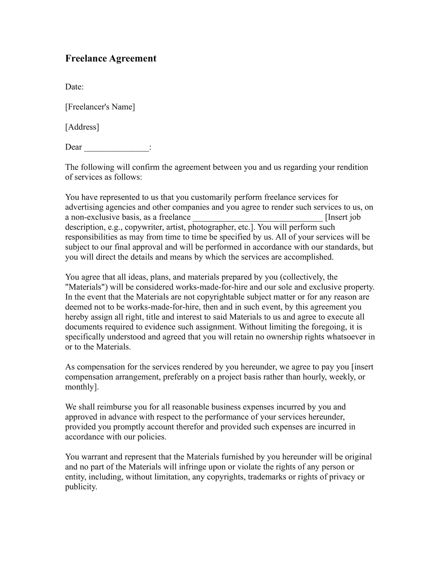 freelance contract agreement freelance contract agreement