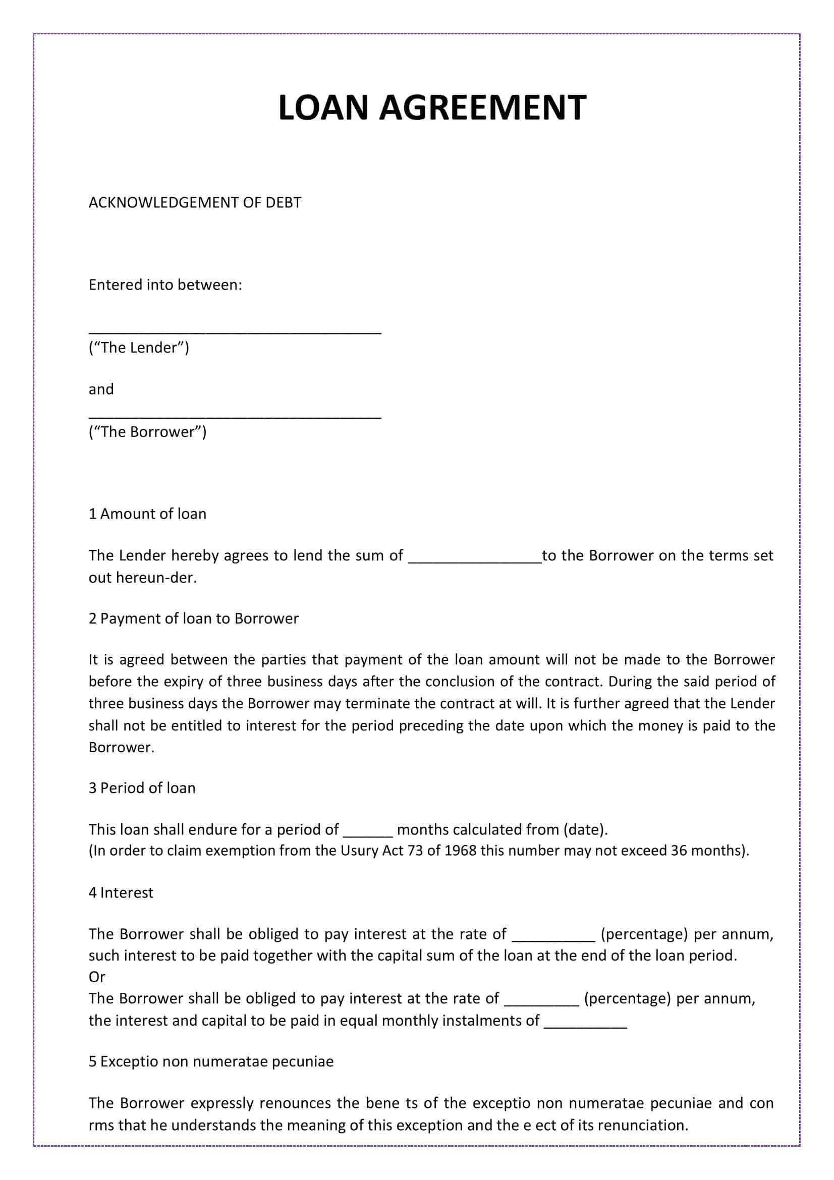 Loan Agreement Free Template Loan Agreement Free Template