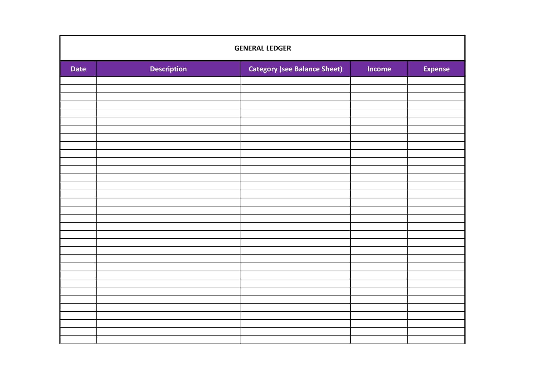 free printable general ledger templates [word & excel & pdf] small