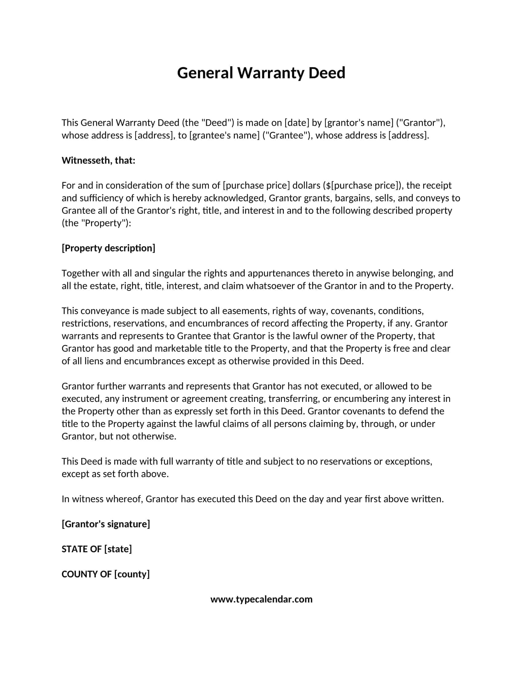 general warranty deed general warranty deed