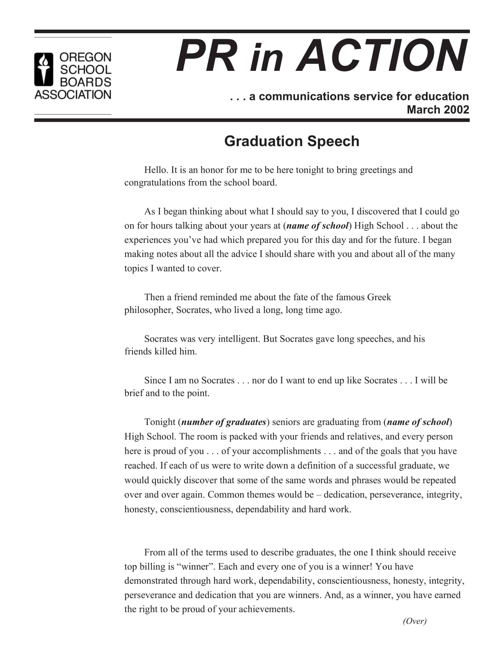 Free Printable Graduation Speech Templates PDF For Students Free Printable Graduation Speech Templates PDF For Students