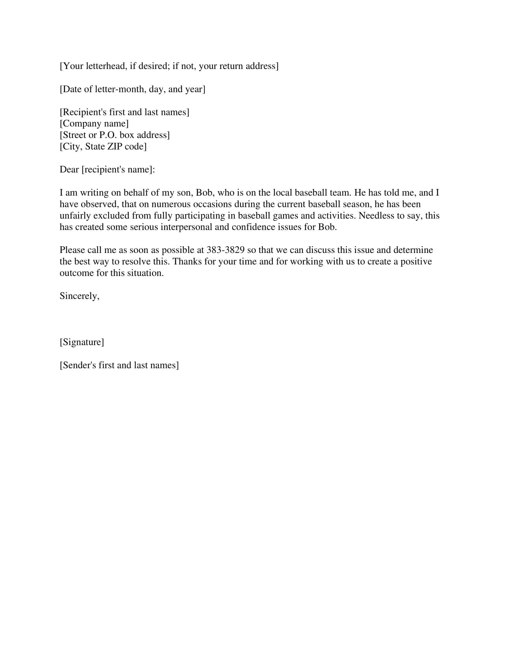 grievance letter sample grievance letter sample