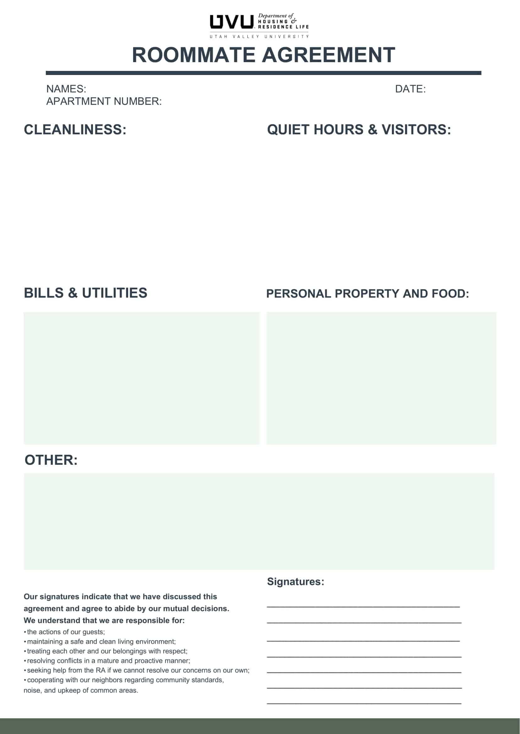 gvsu roommate agreement gvsu roommate agreement