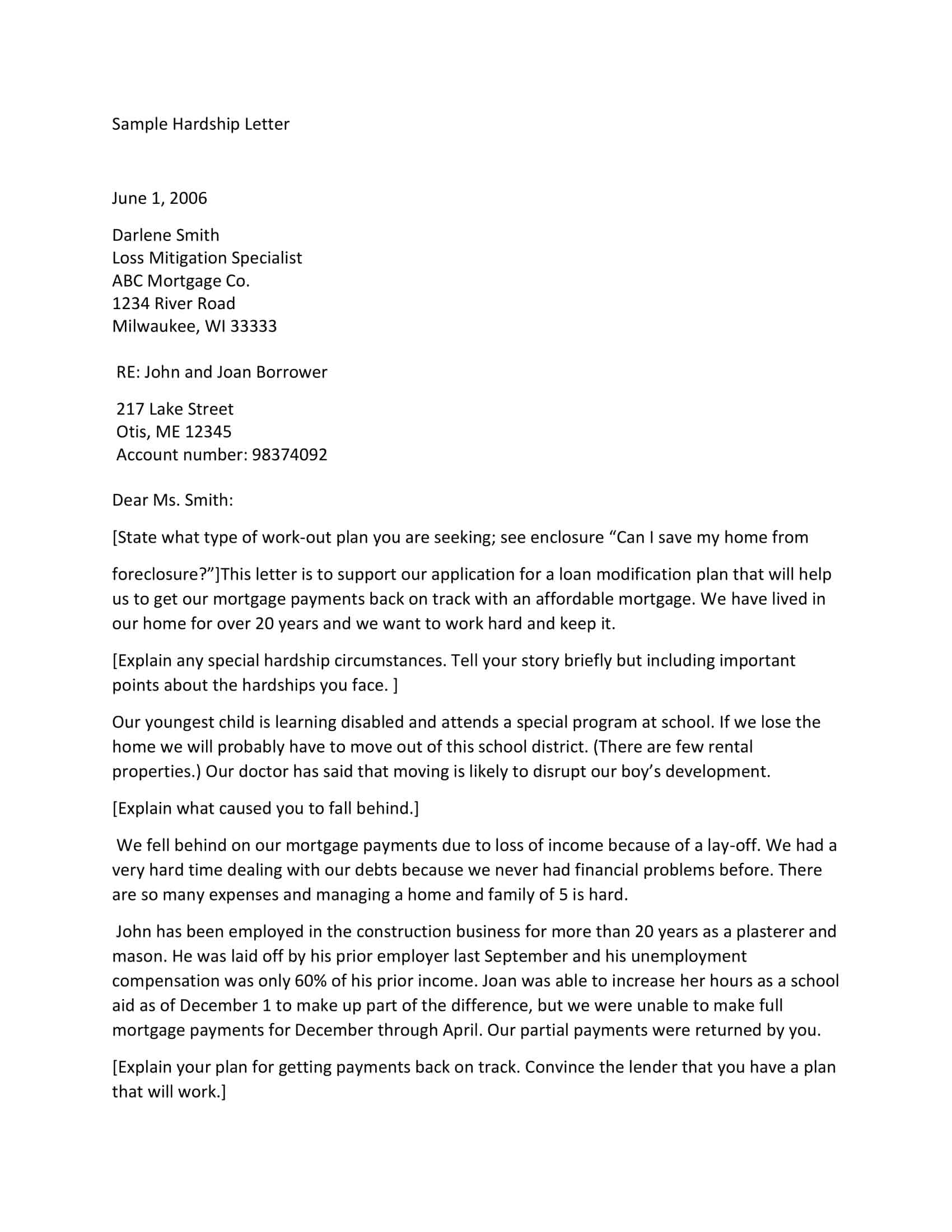 hardship letter sample hardship letter sample