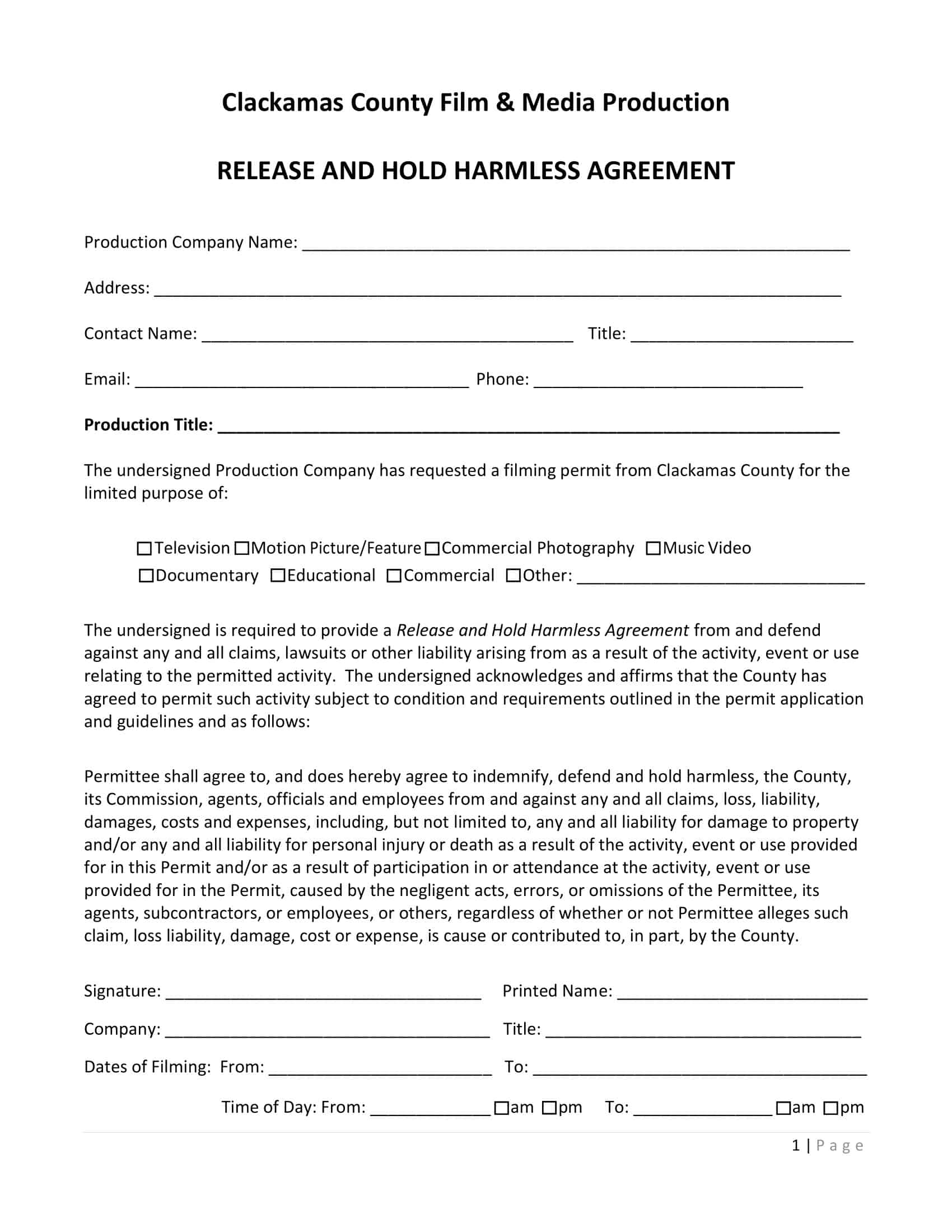 hold harmless agreement template free hold harmless agreement template free