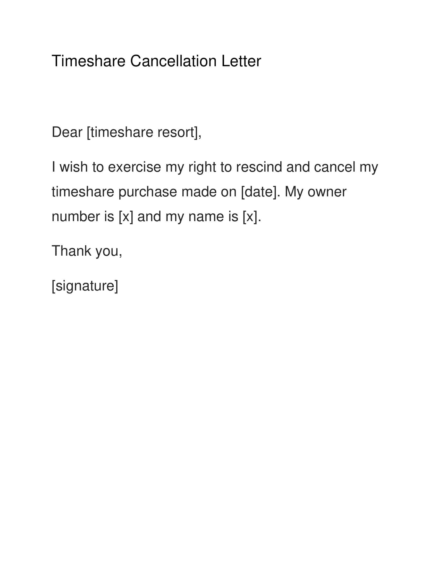 how to write a letter to cancel a timeshare contract how to write a letter to cancel a timeshare contract