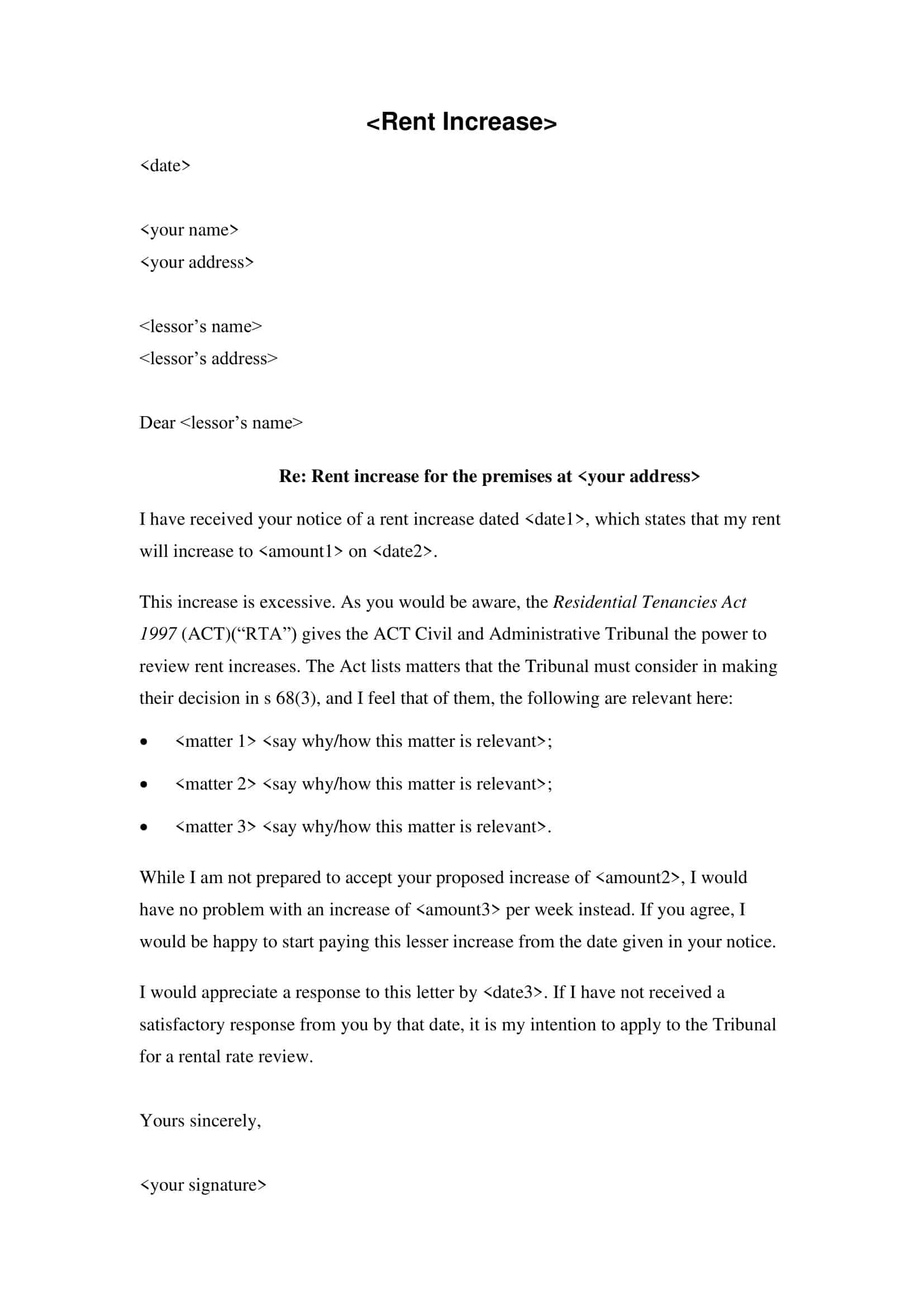 Rent Increase Letter Template Pdf at tartylerblog Blog