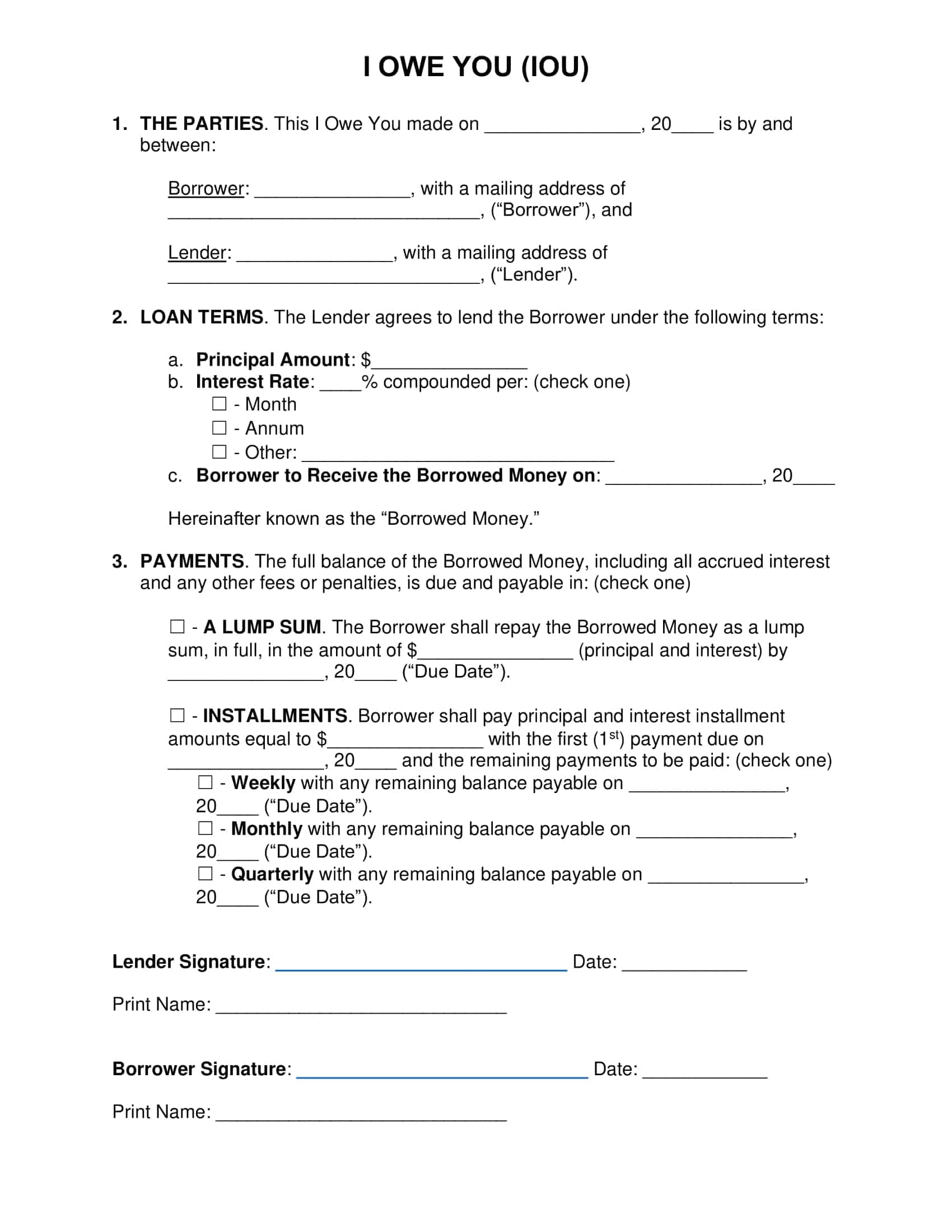 iou form template free iou form template free