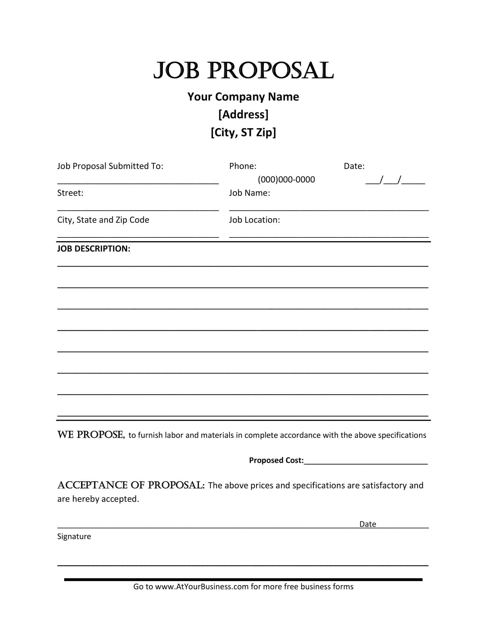 Free Printable Job Proposal Templates Word PDF Construction Cleaning senior-proposal-manager