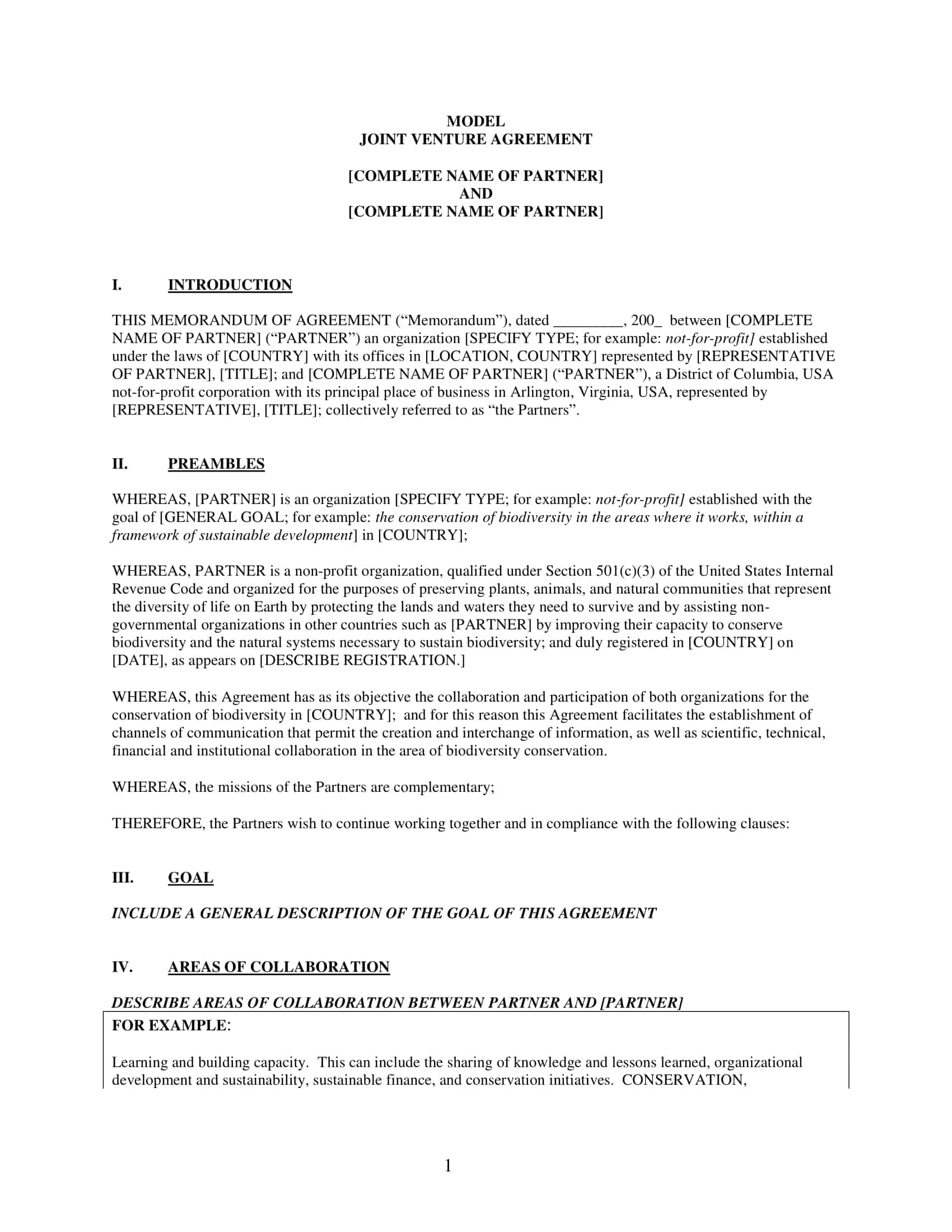 joint venture agreement format in word joint venture agreement format in word