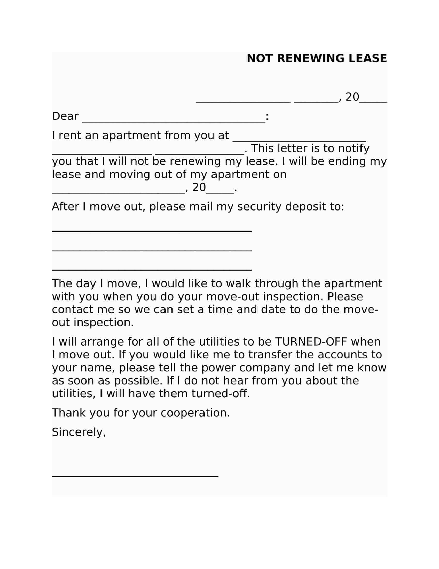 Free Printable Not Renewing Lease Letter Templates PDF Word Tenant Free Printable Not Renewing Lease Letter Templates PDF Word Tenant