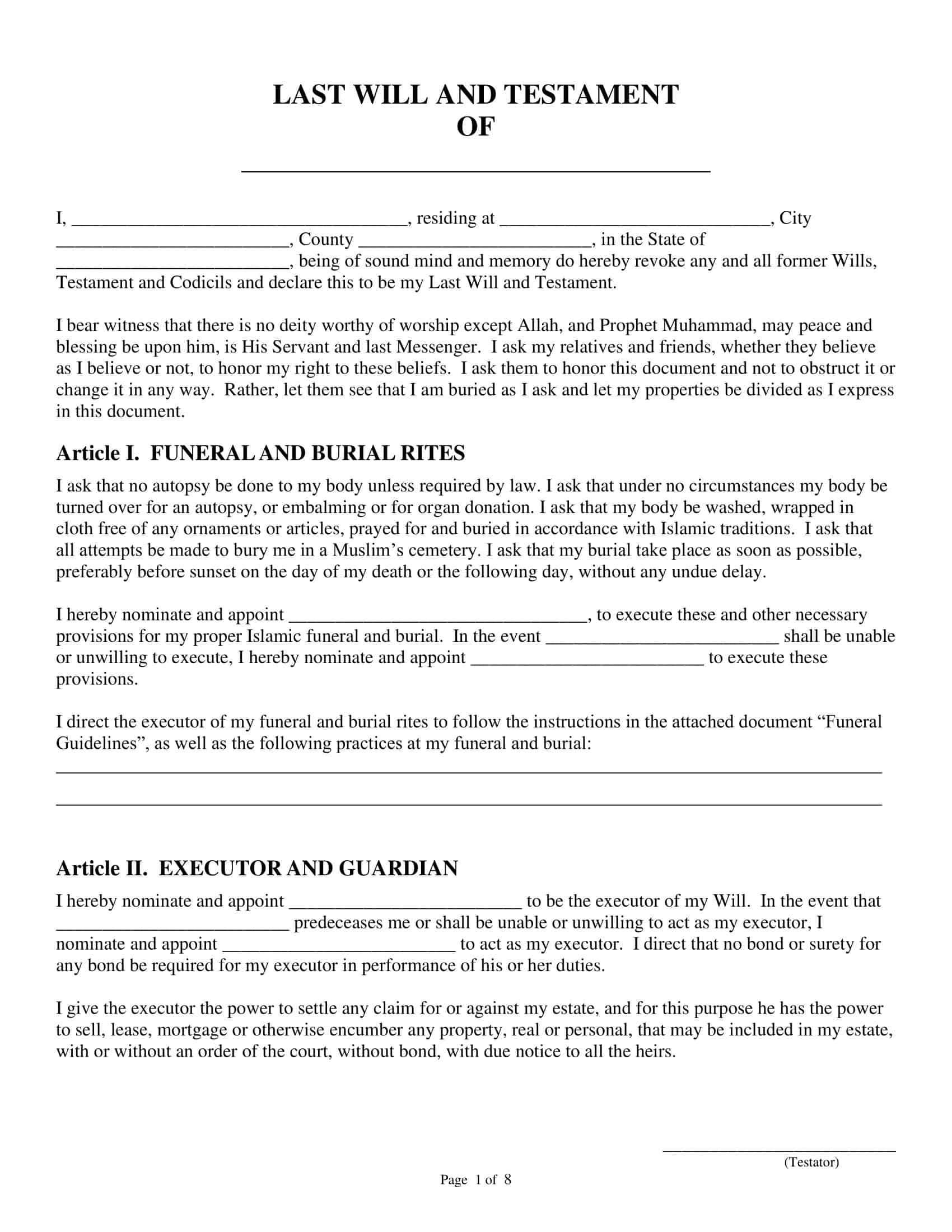 last will and testament example last will and testament example