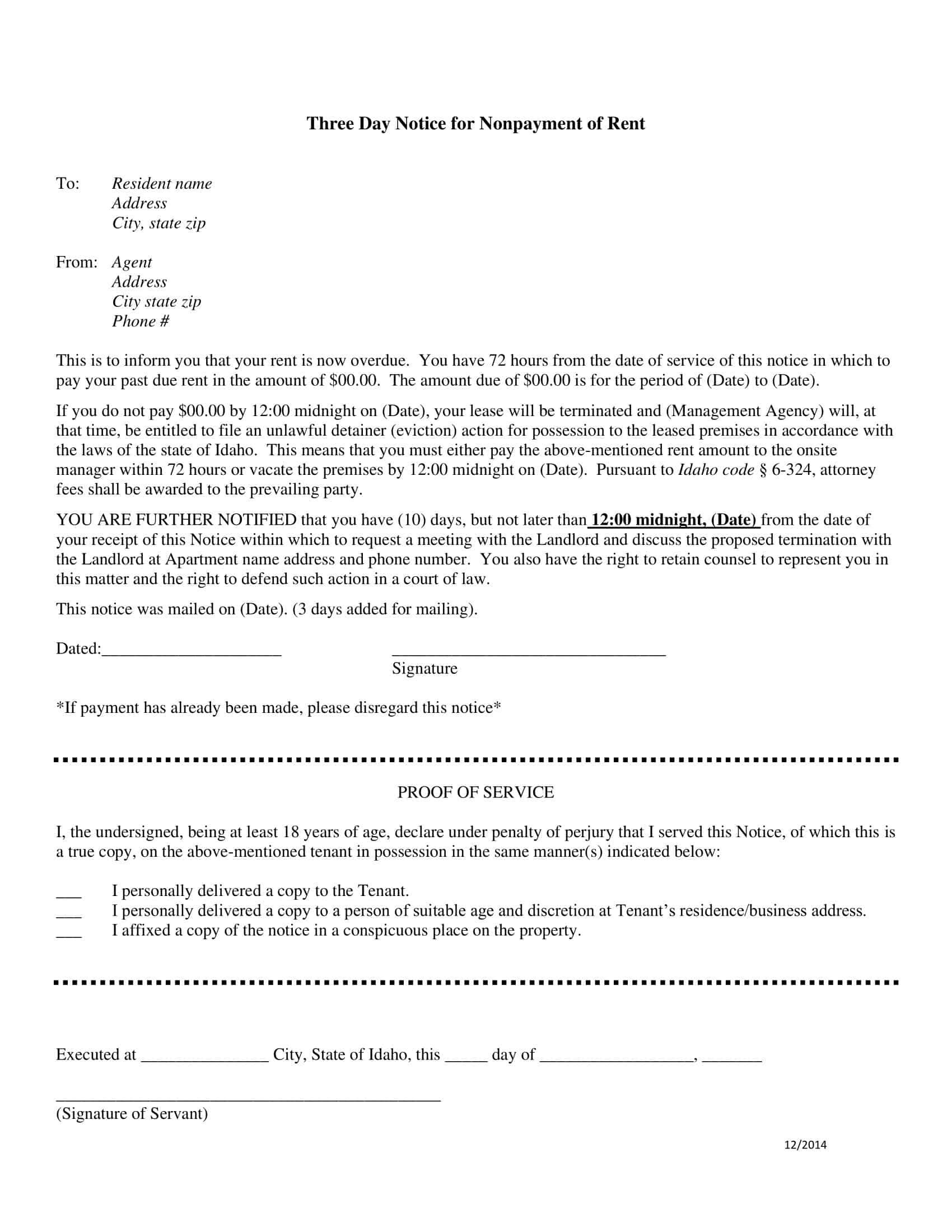 late rent notice template late rent notice template