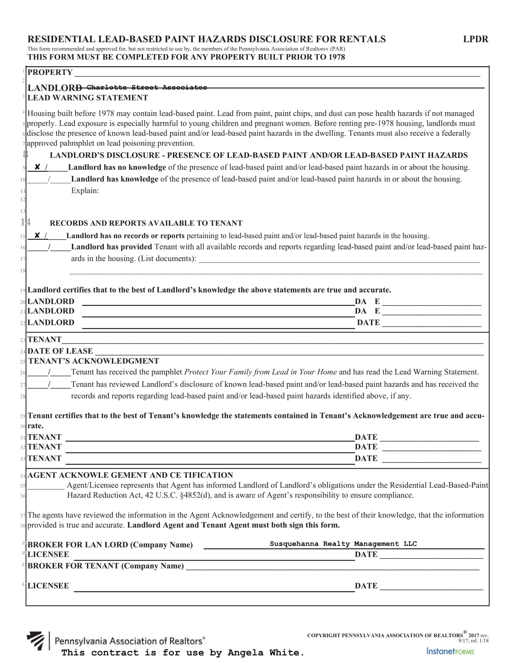 lead paint disclosure year lead paint disclosure year